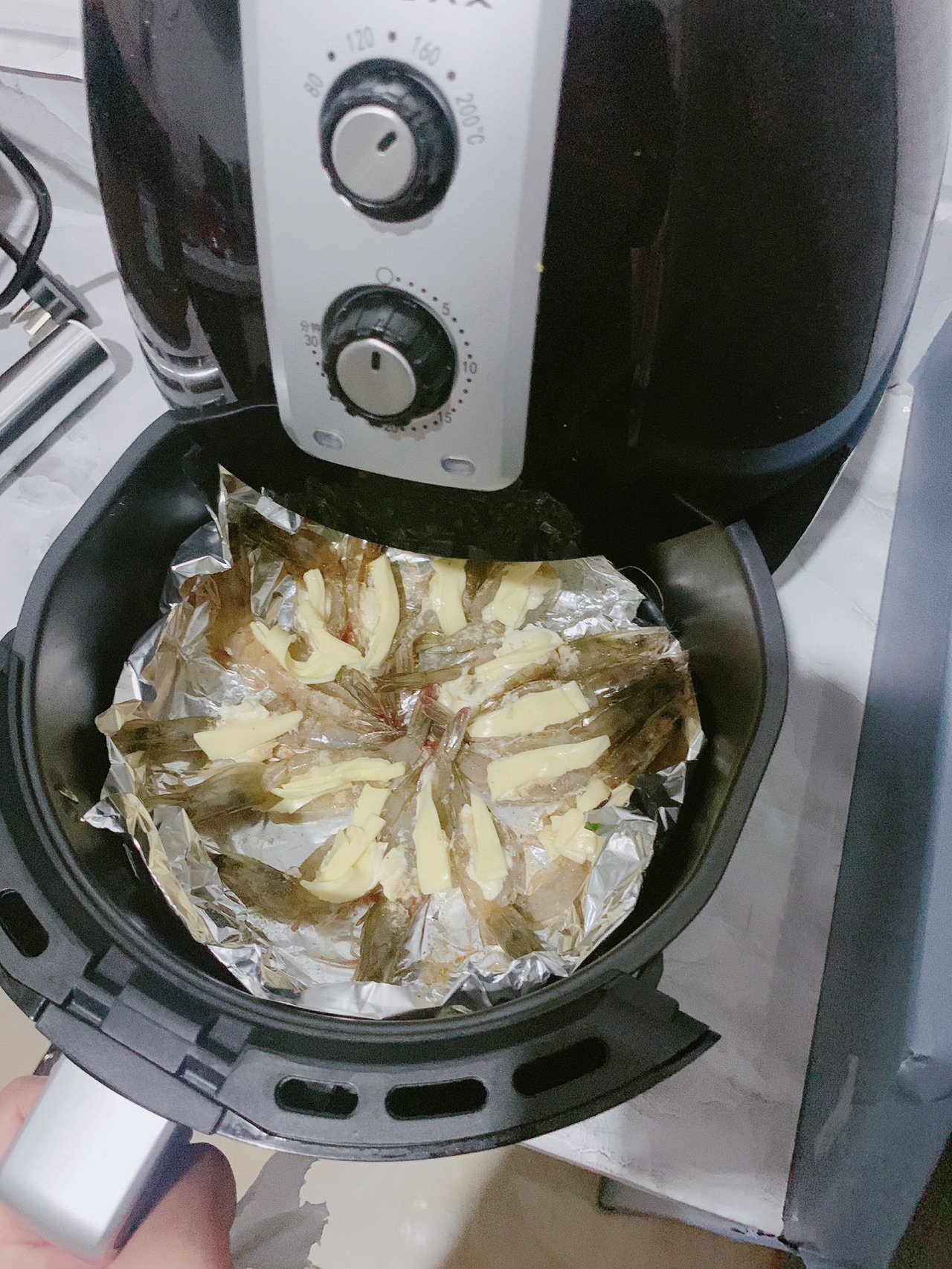 空气炸锅芝士烤虾