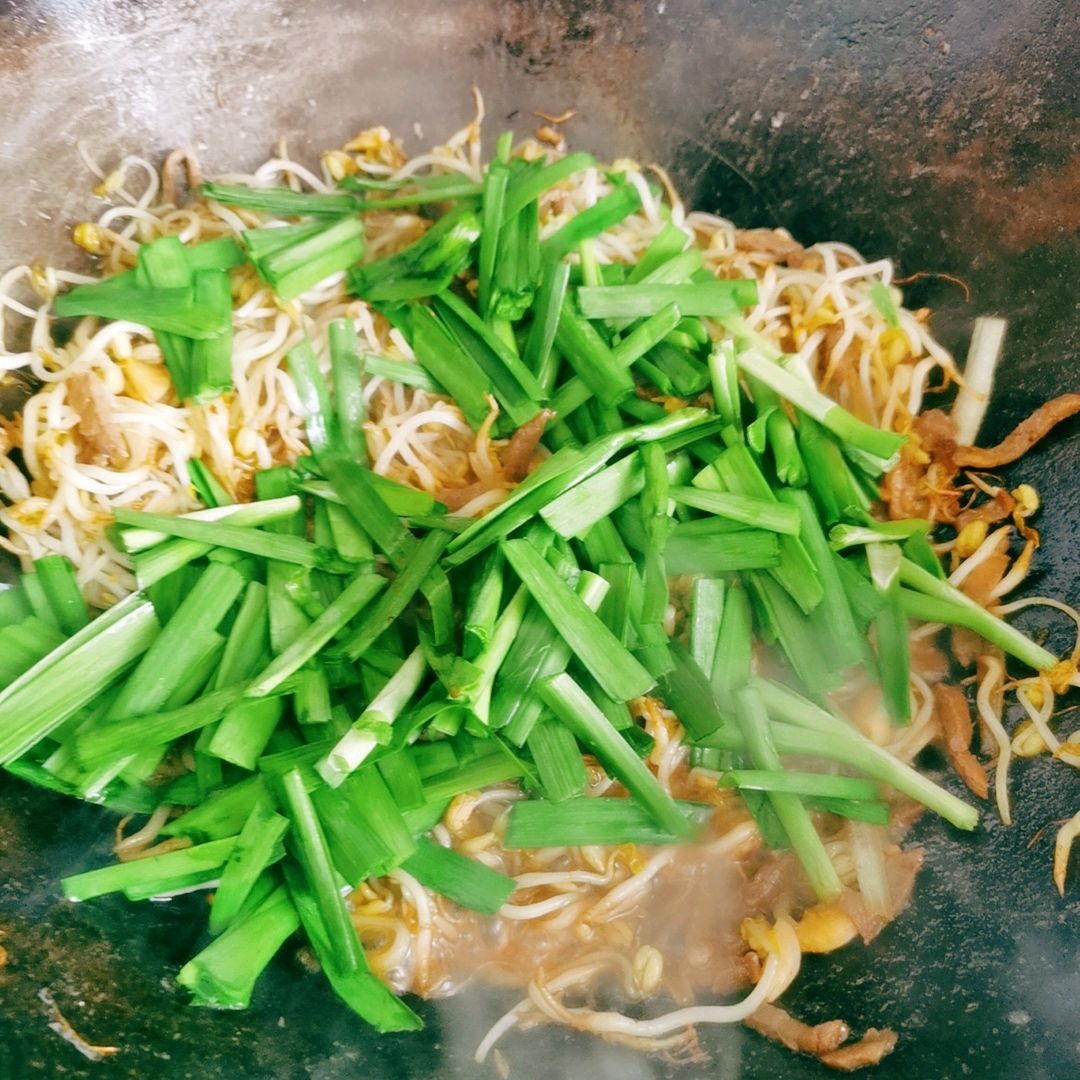 快手菜之黄豆芽炒韭菜