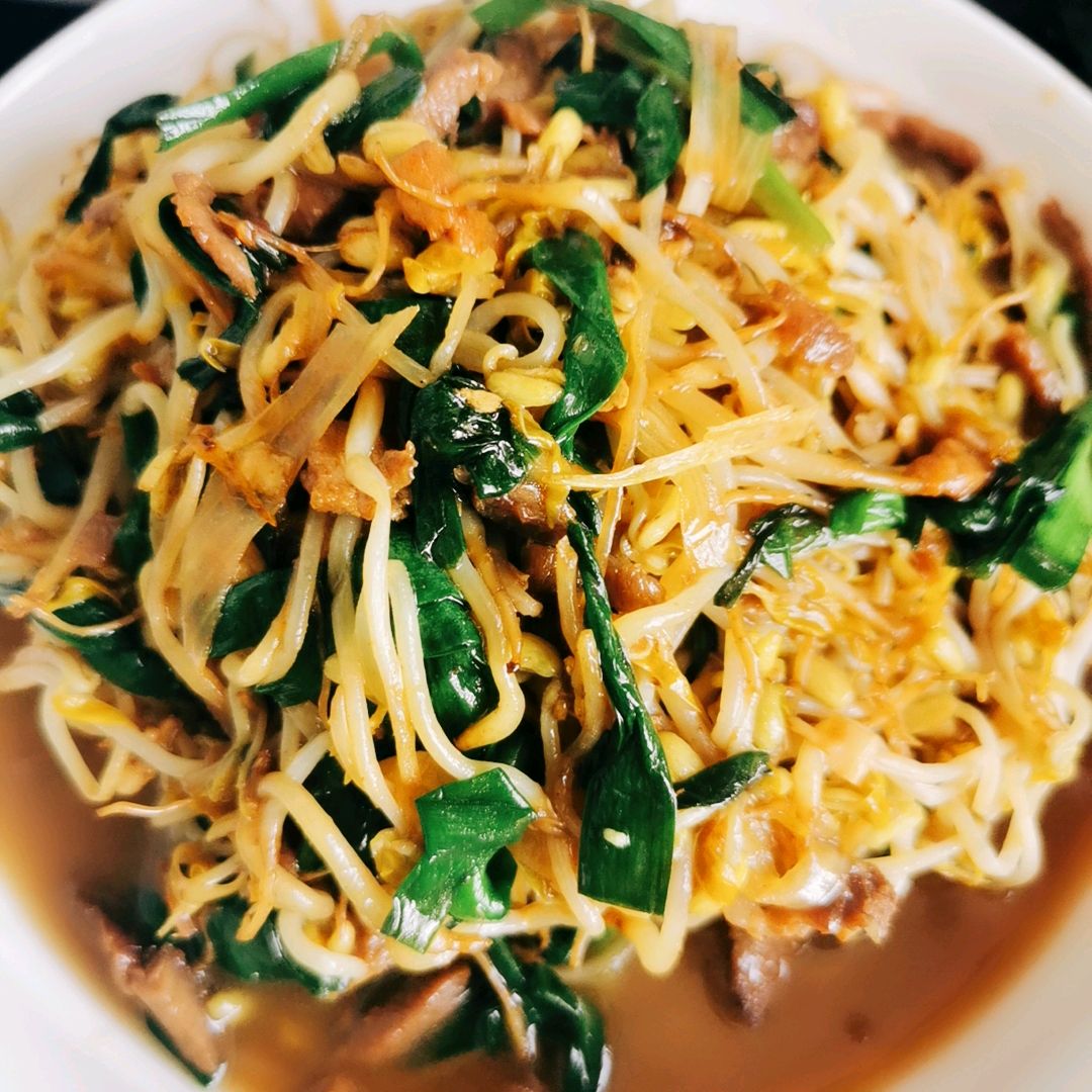 快手菜之黄豆芽炒韭菜