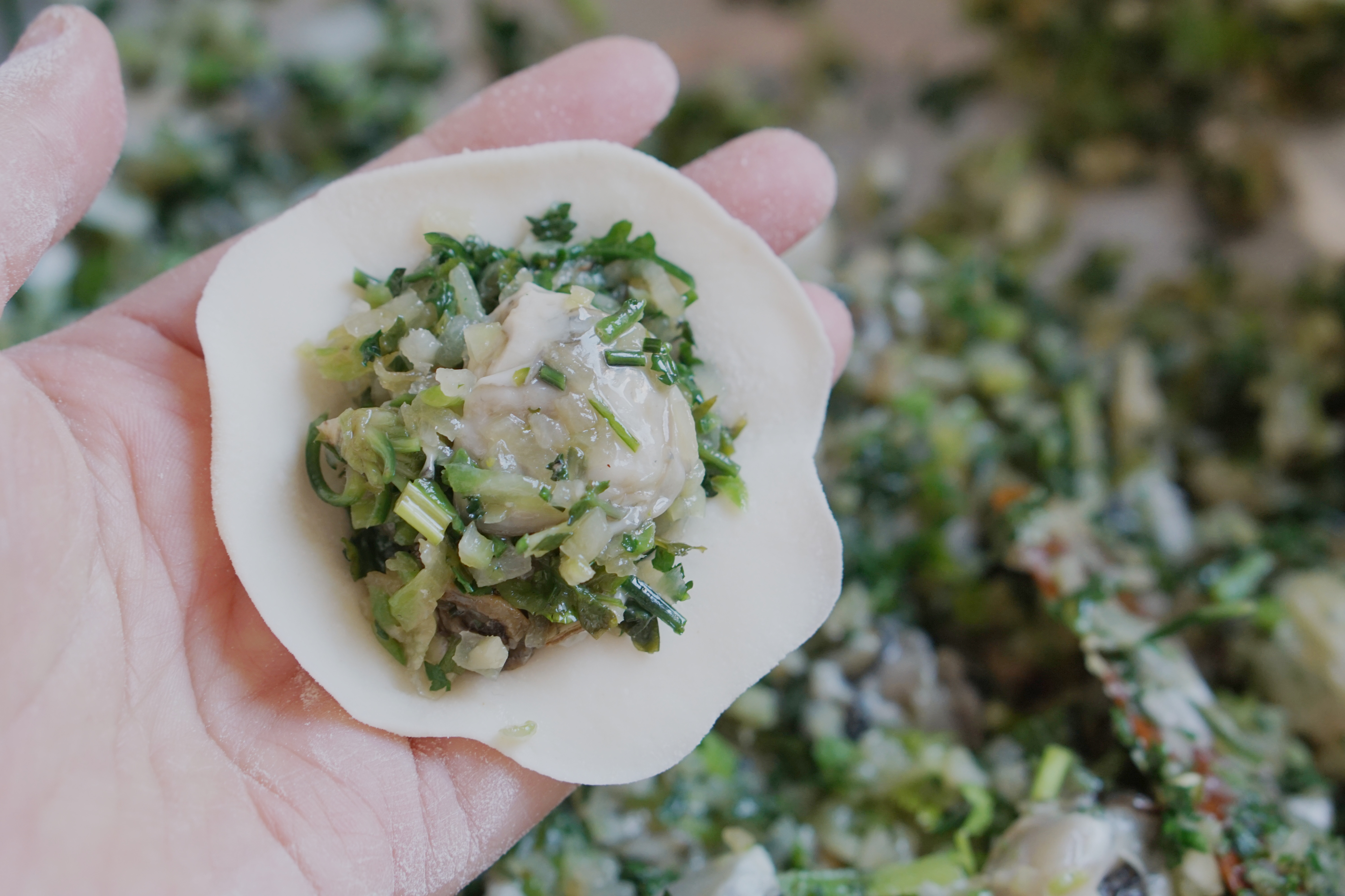萝卜丝荠菜海蛎肉饺子