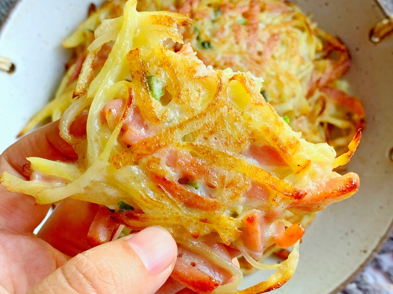 免揉面简单快手土豆火腿饼