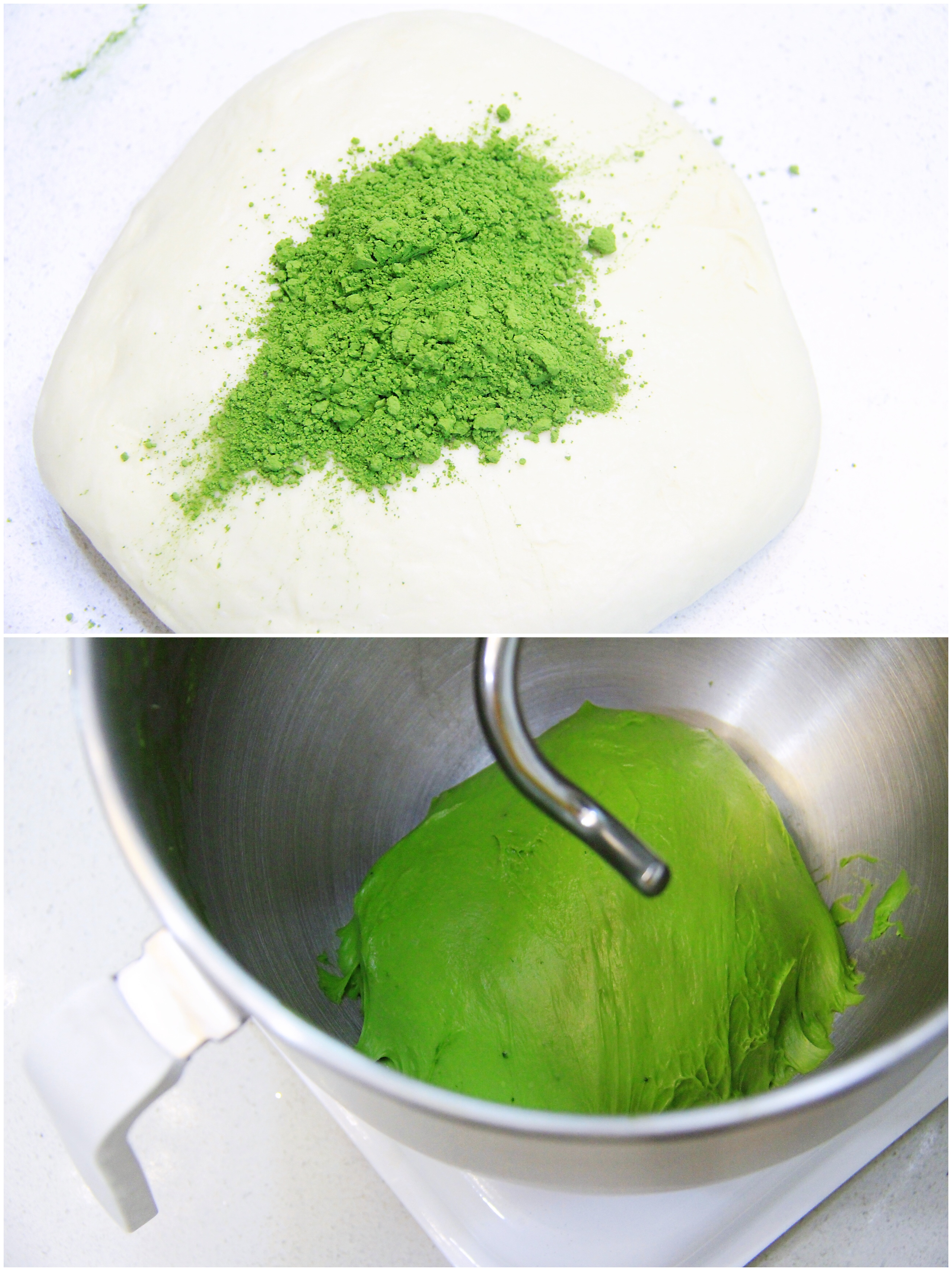 抹茶红豆双色软欧包