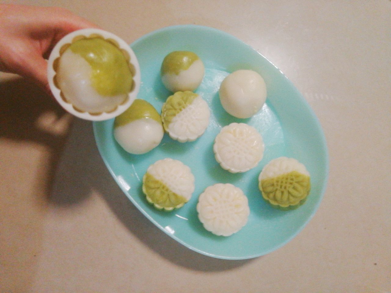 抹茶双色*⸜( •ᴗ• )⸝*冰皮月饼