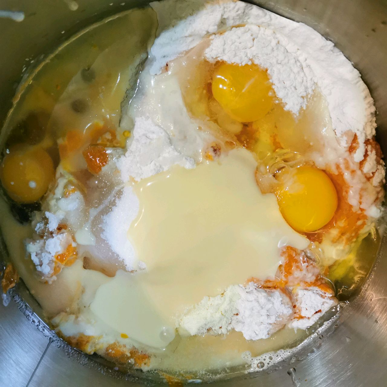 南瓜玉米油普通面粉蒸面包