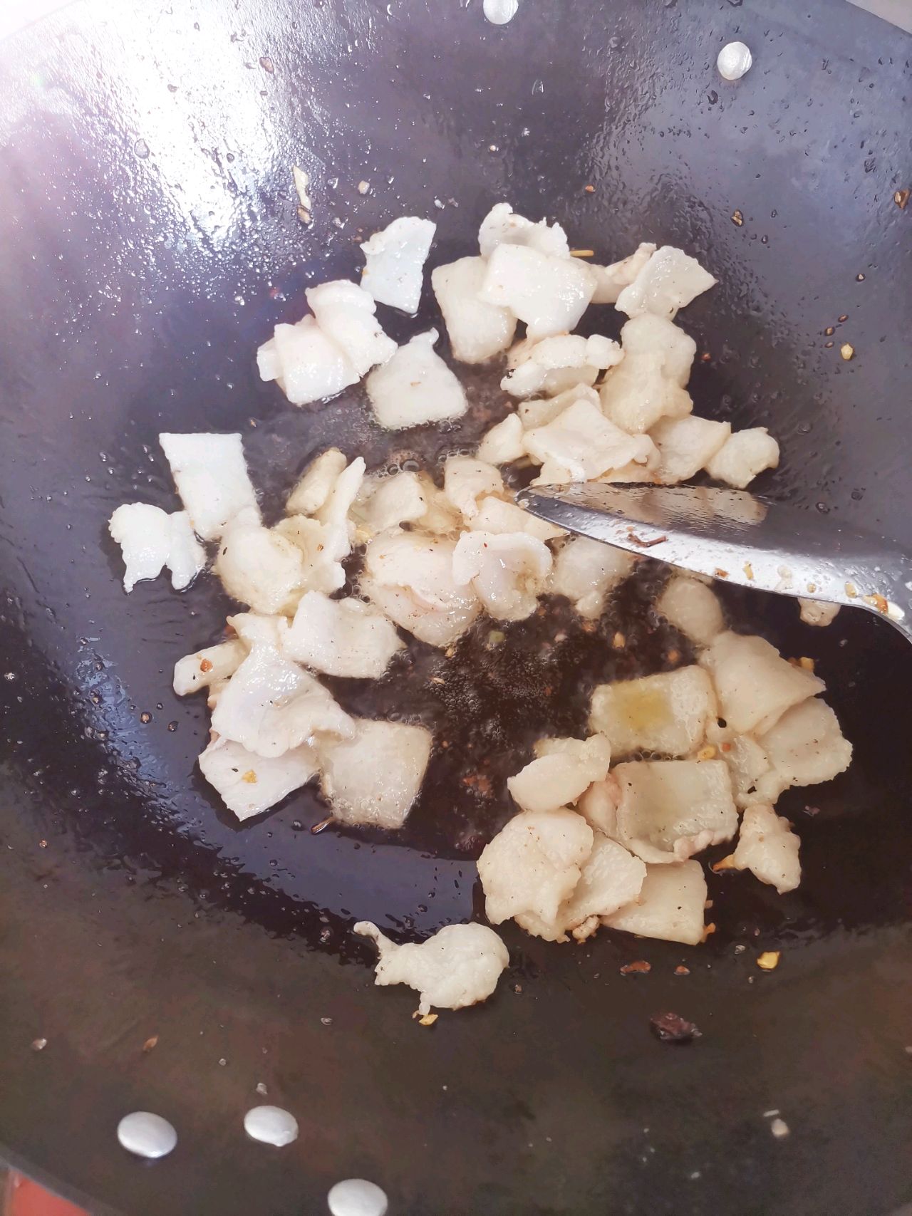 嫩豌豆炒肉肉— 面面的带微甜