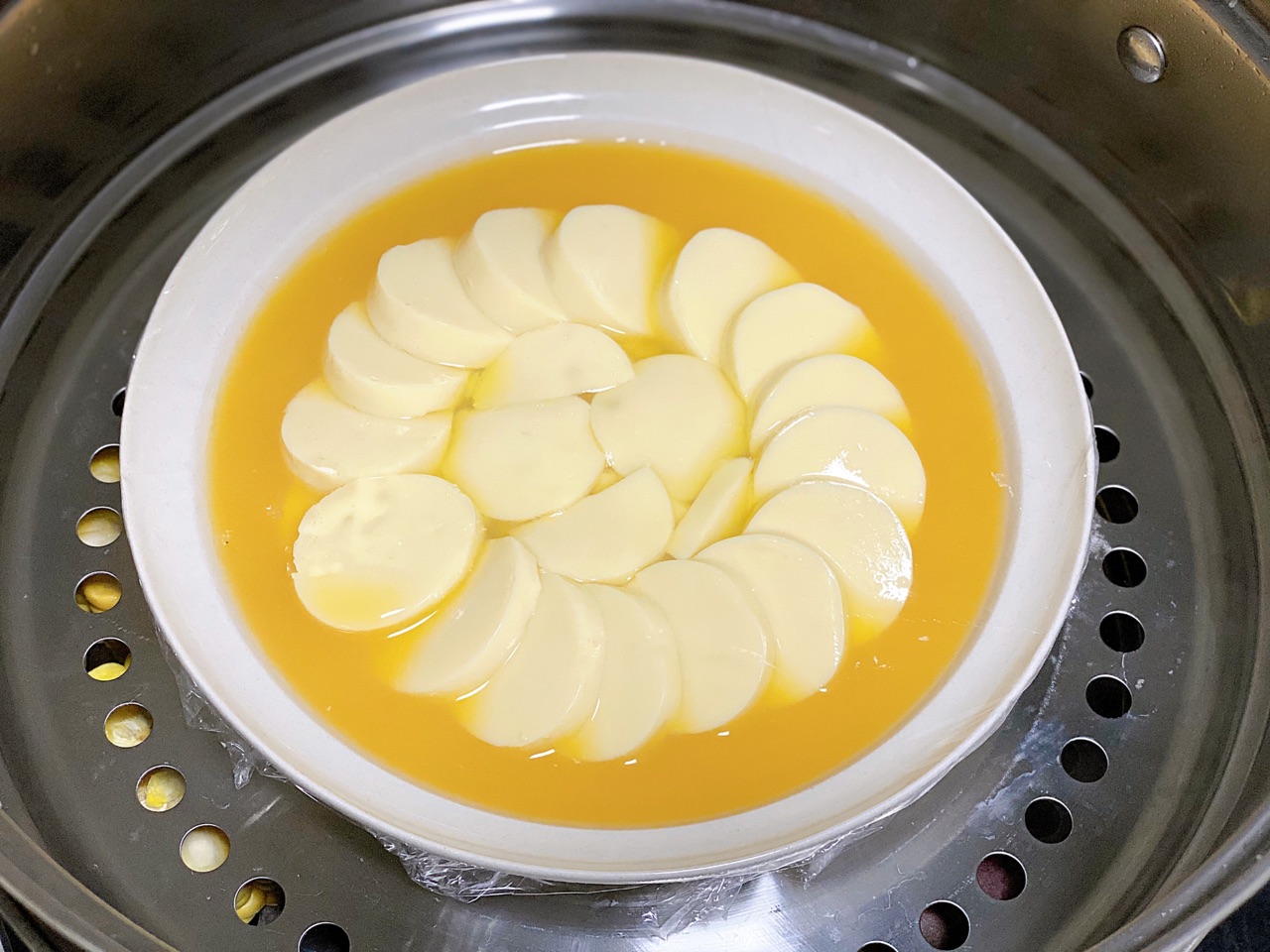 年夜菜｜芙蓉花开·玉子豆腐虾仁蒸蛋