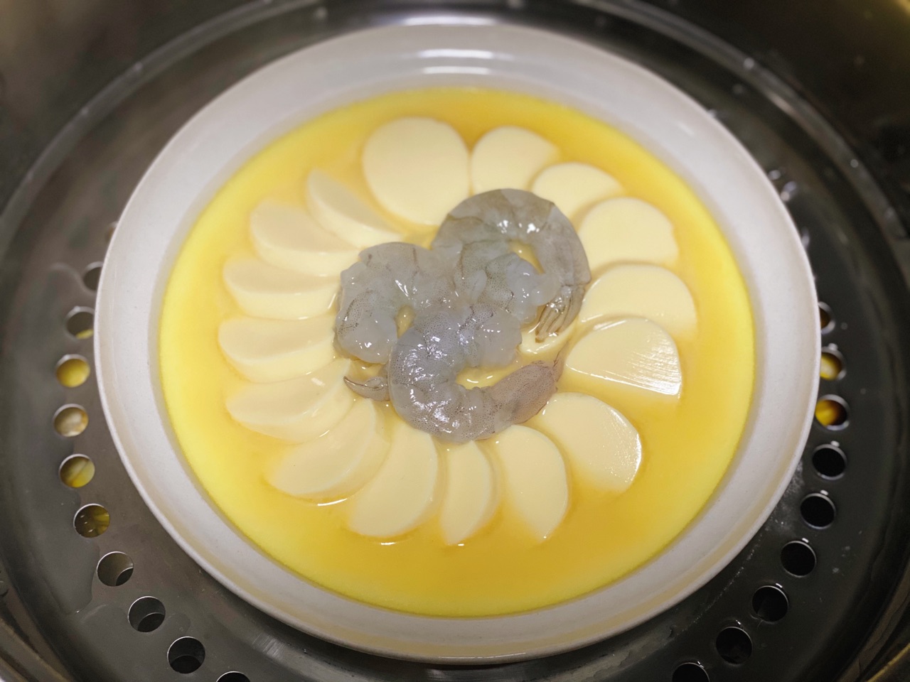 年夜菜｜芙蓉花开·玉子豆腐虾仁蒸蛋