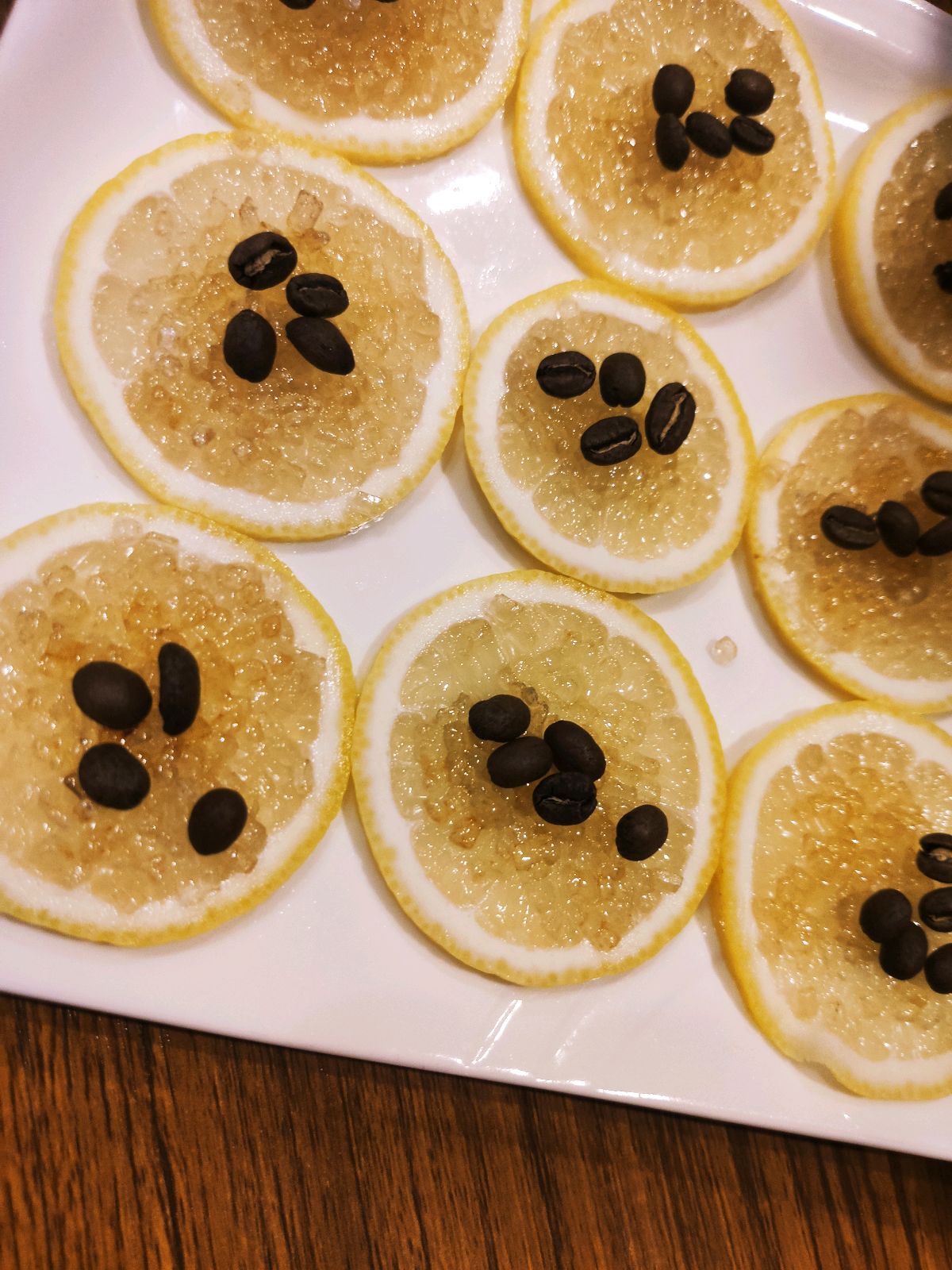 柠檬片+咖啡豆+糖