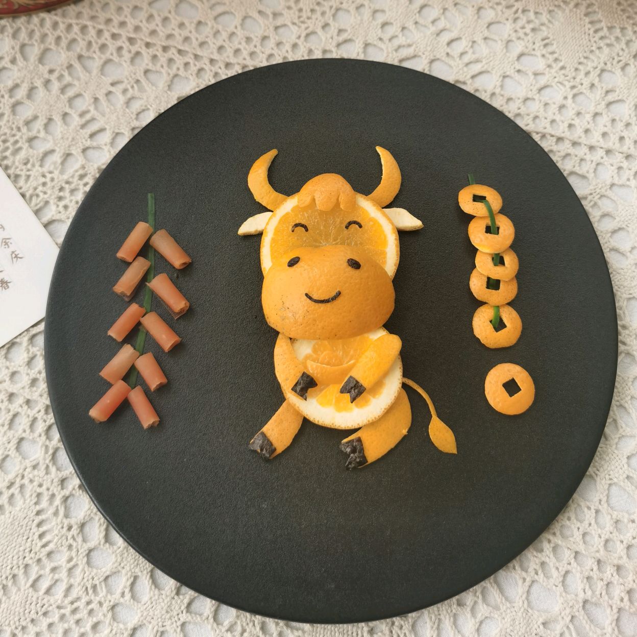牛年招财进宝餐盘画
