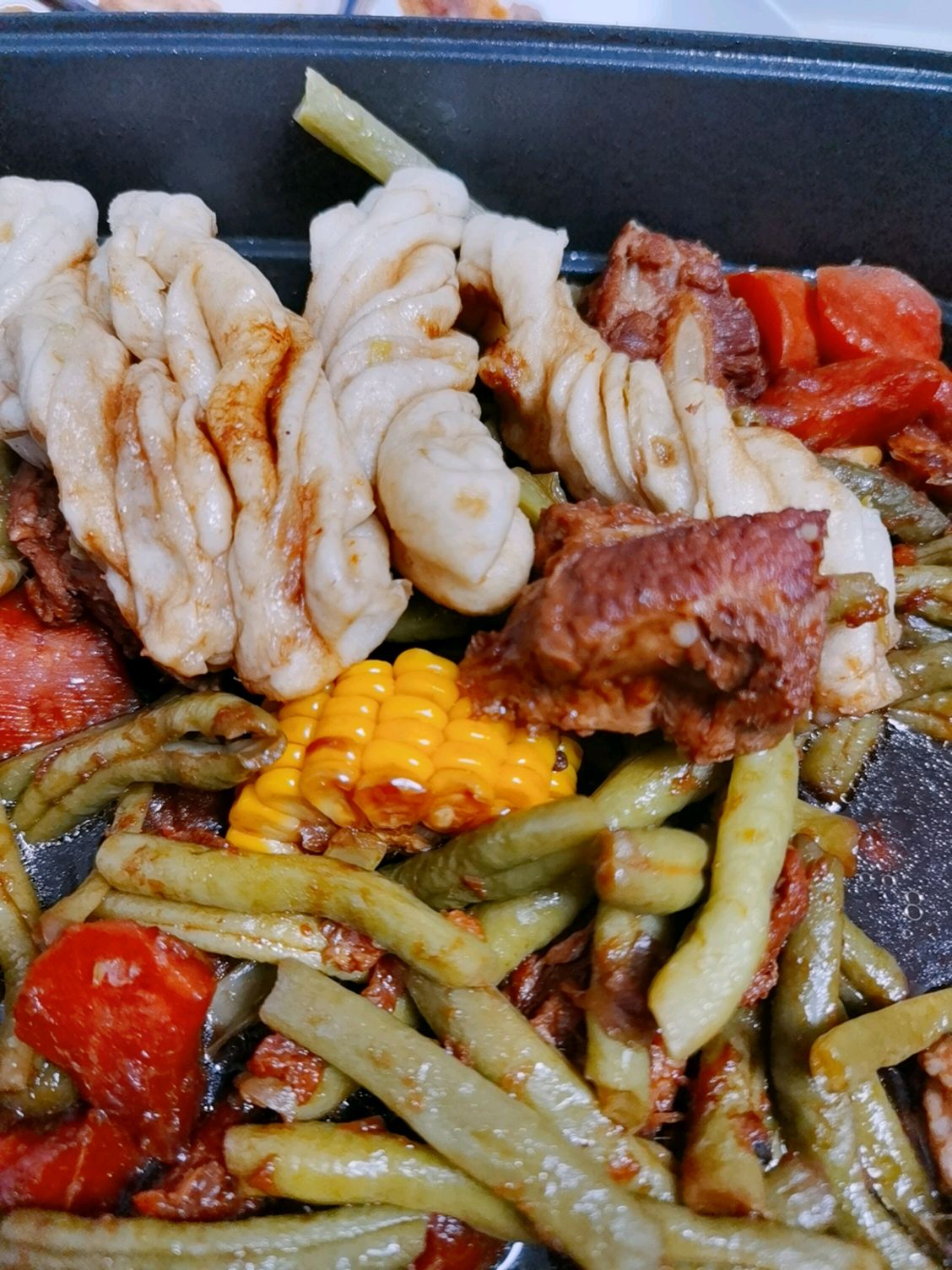排骨豆角闷卷子