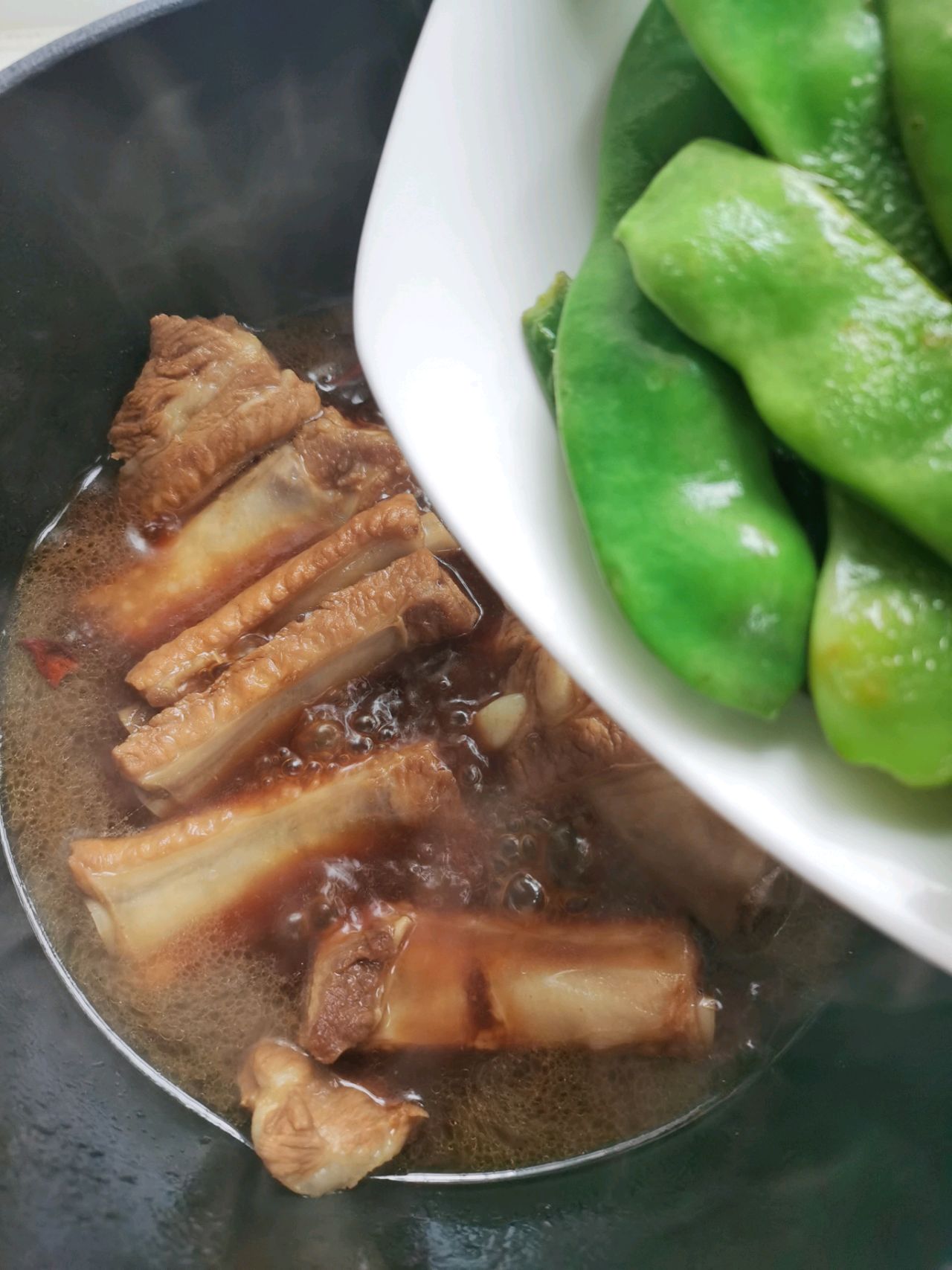 排骨油豆角炖粉条