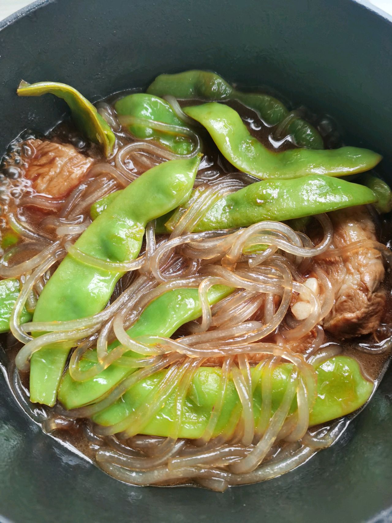 排骨油豆角炖粉条