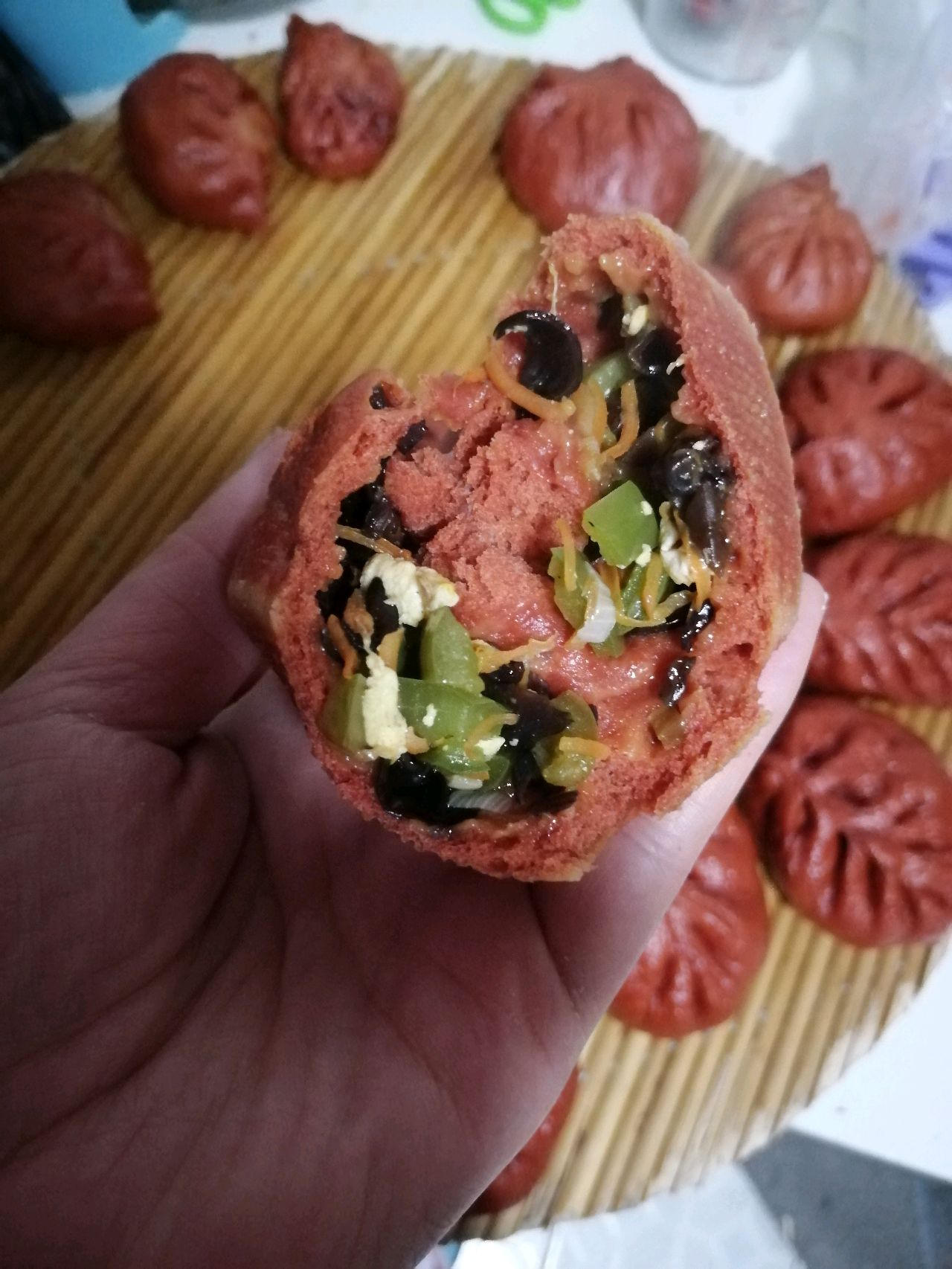 青椒胡萝卜馅蒸饺