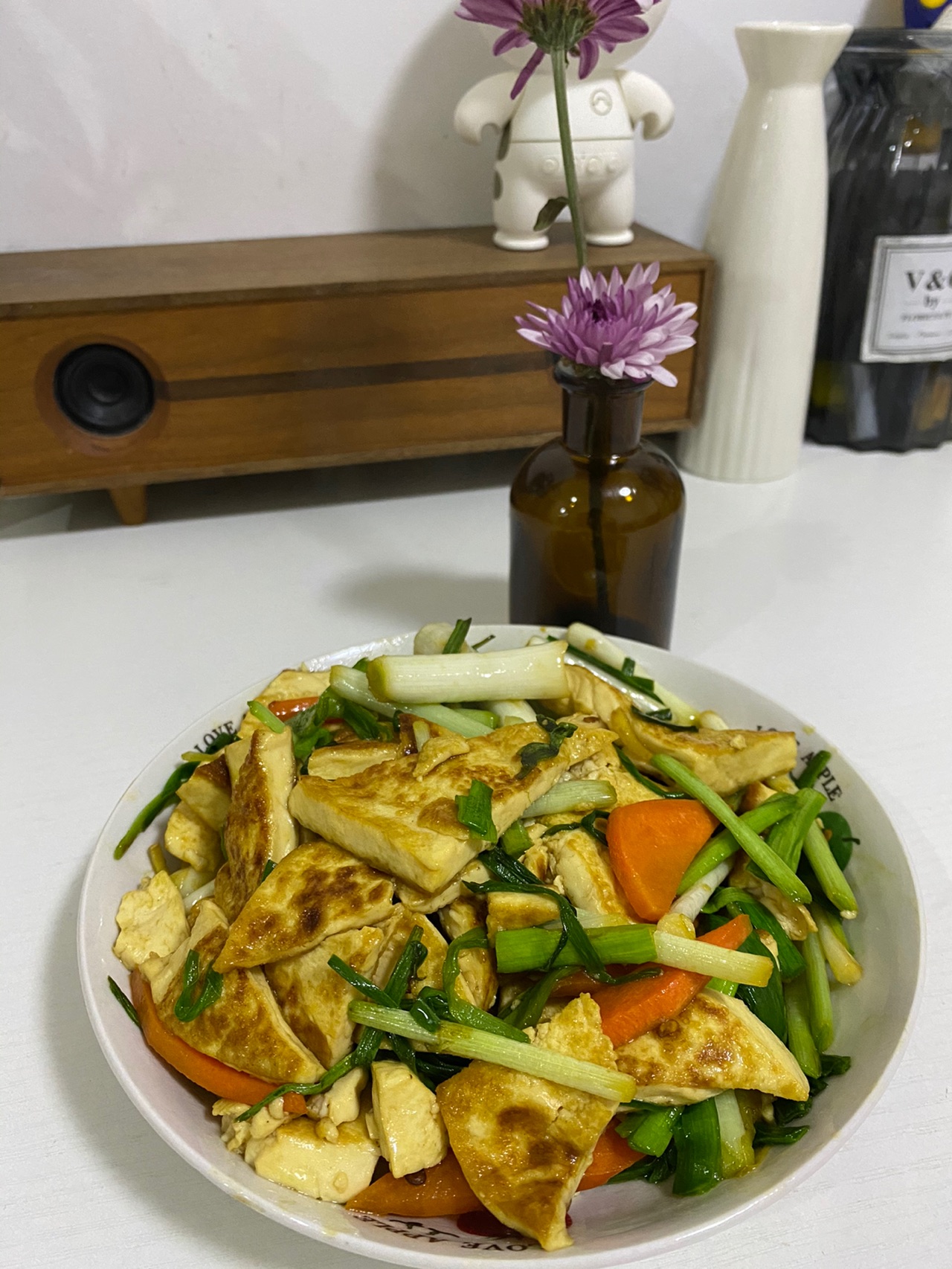青蒜炒老豆腐