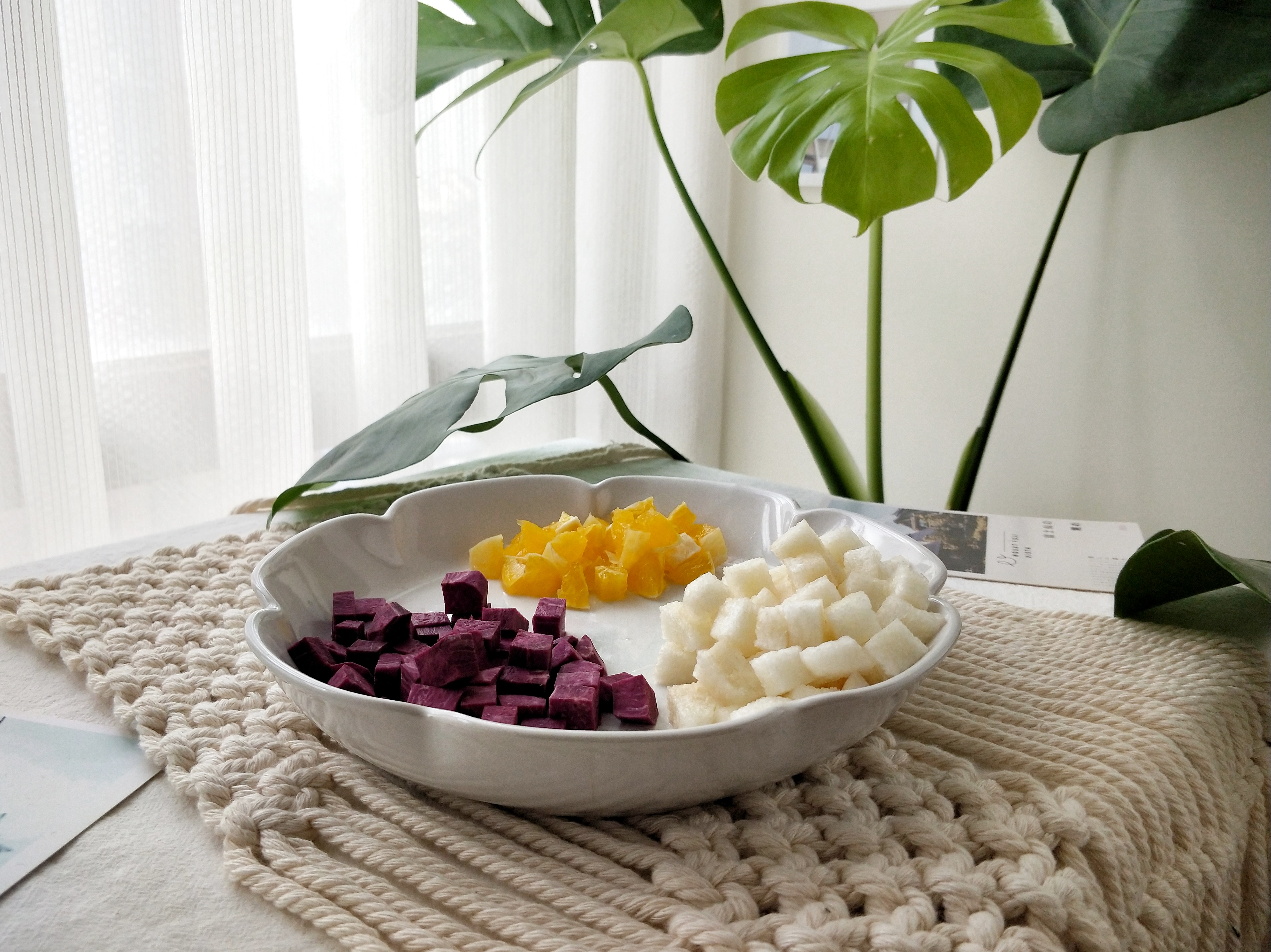 秋季宝宝开胃美食:紫薯水果粥