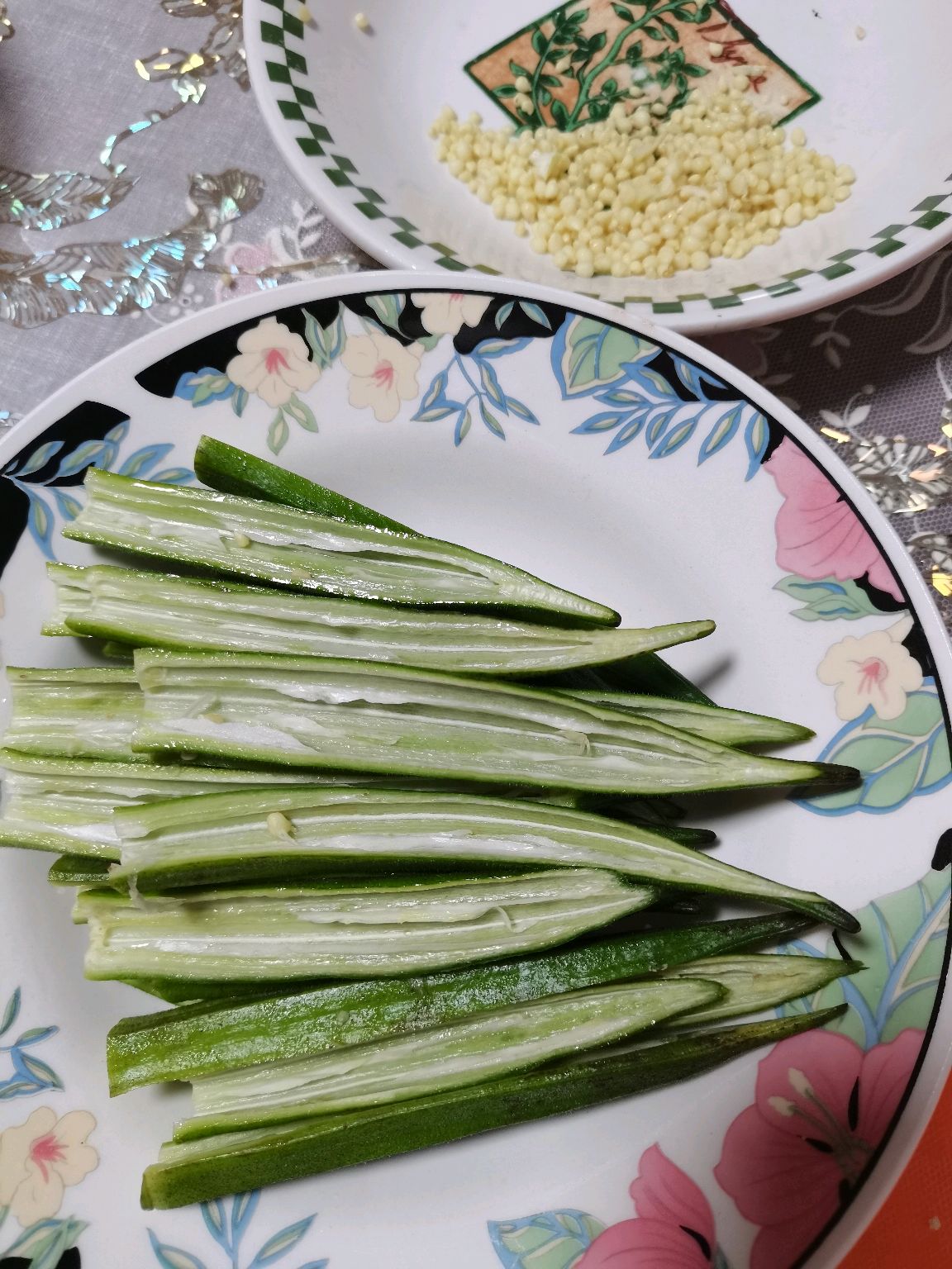 秋葵酿虾