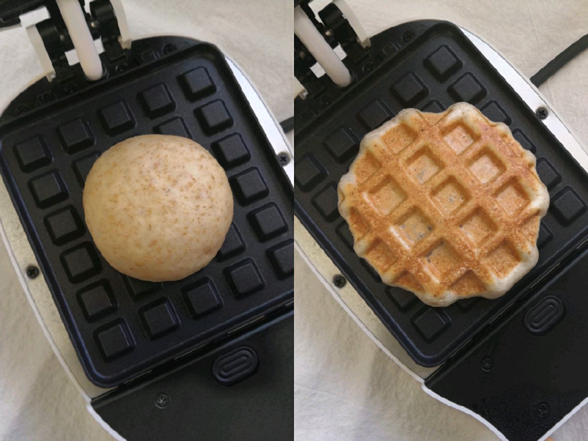 全麦紫米肉松华夫饼