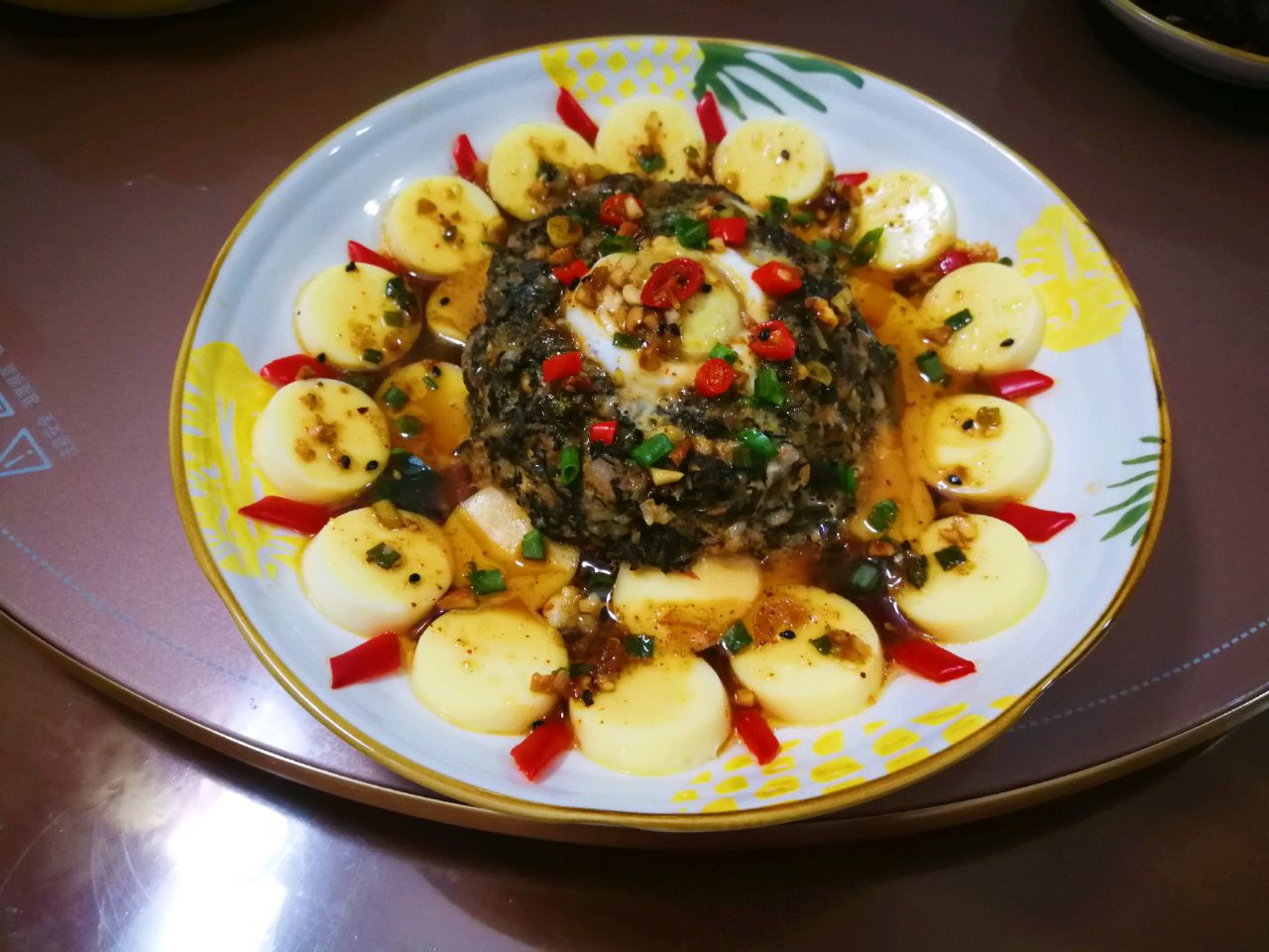 日本豆腐梅干菜肉饼蒸蛋