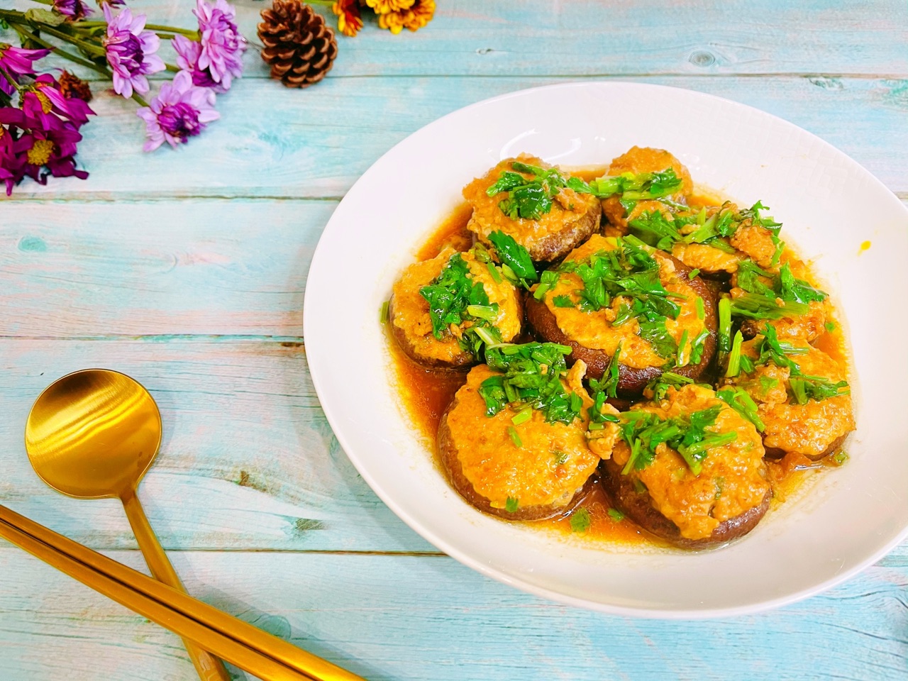 肉糜香菇塔