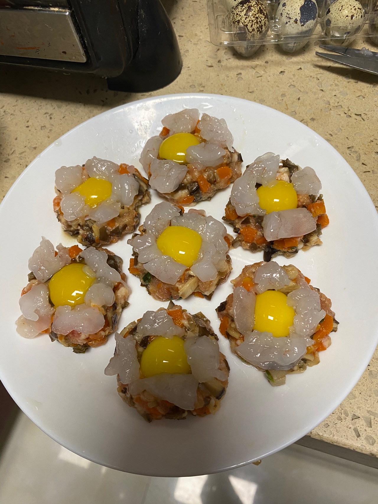 肉糜蒸虾扯蛋