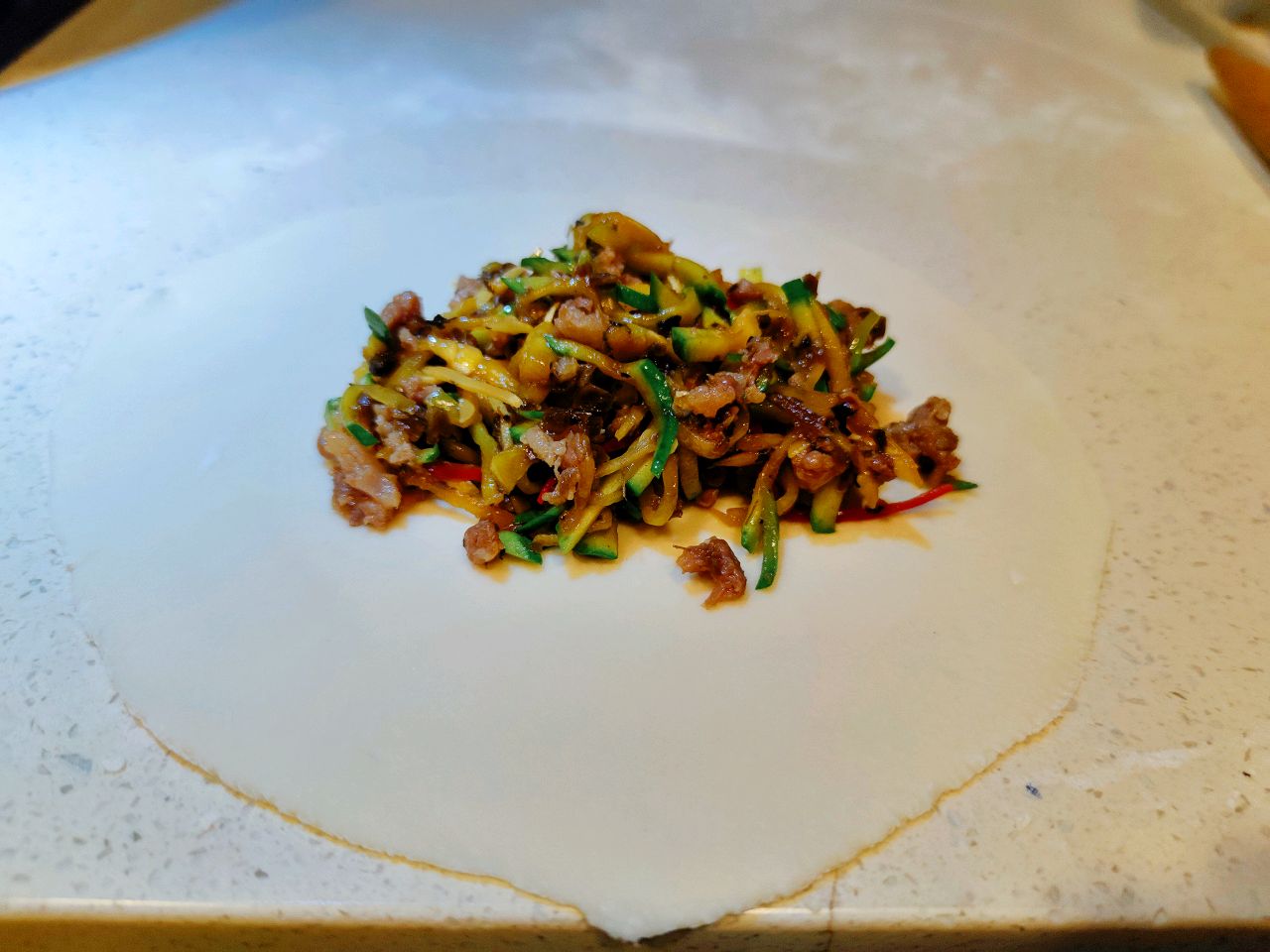 肉末南瓜芽菜煎饼