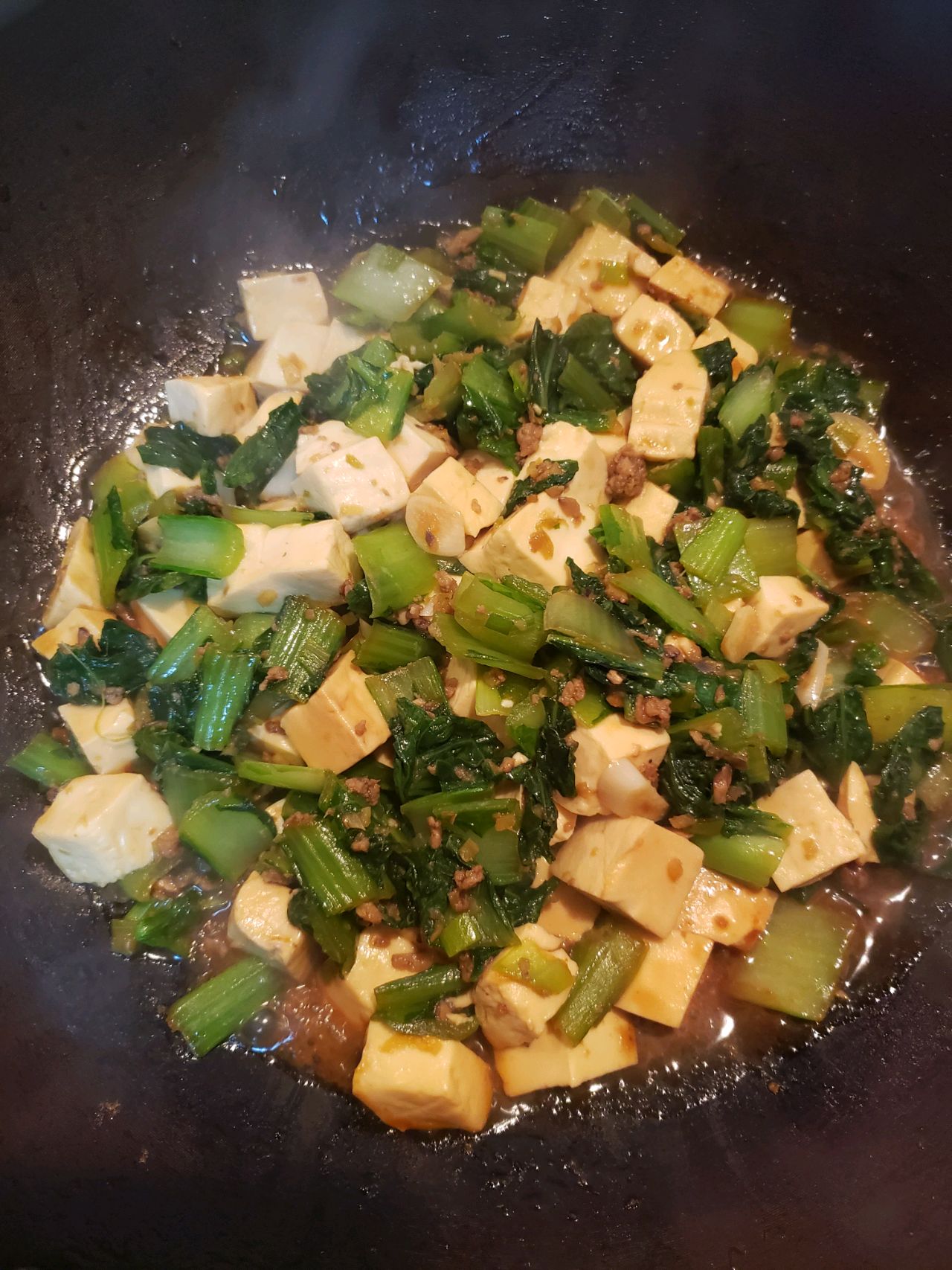 肉沫小白菜炖豆腐