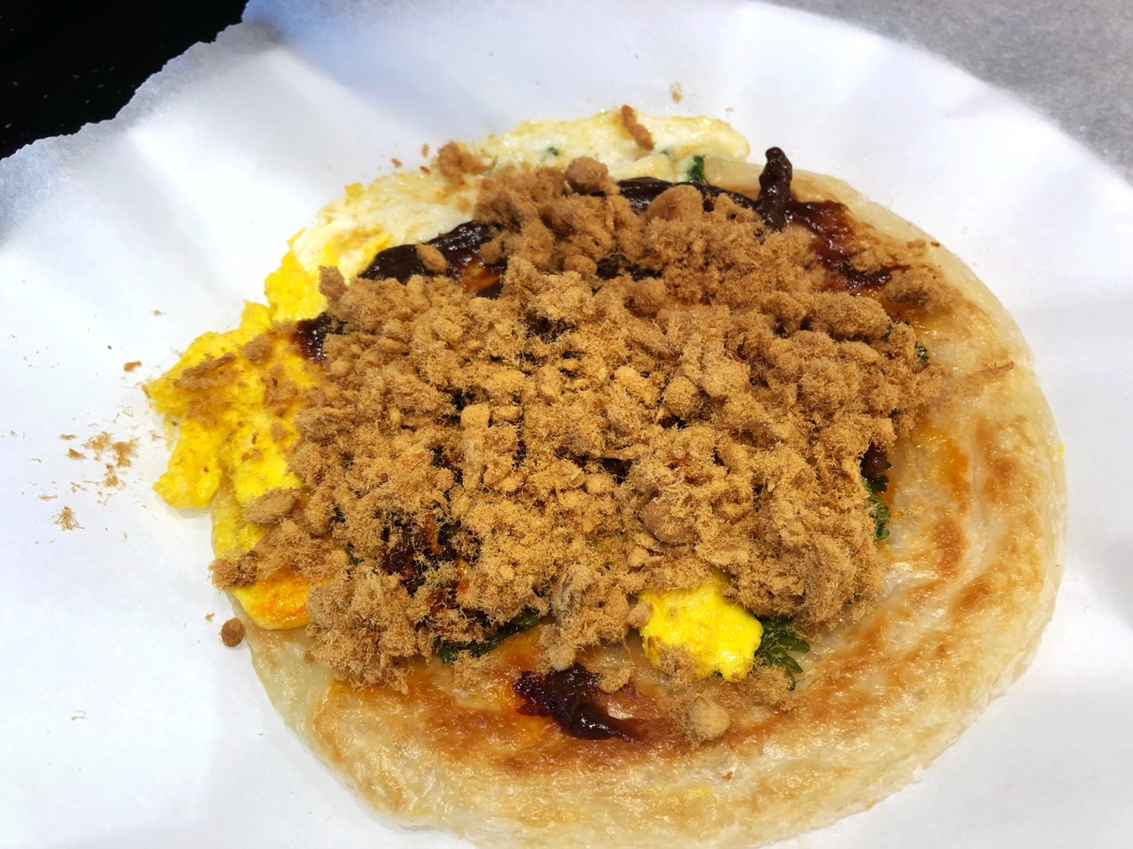 肉松鸡蛋卷饼