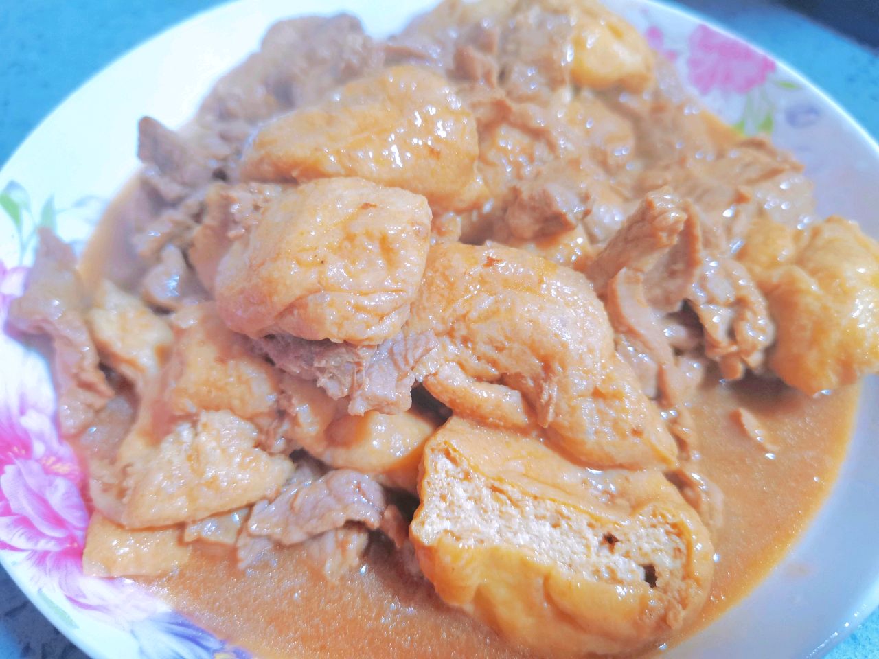 瘦肉炒油豆腐