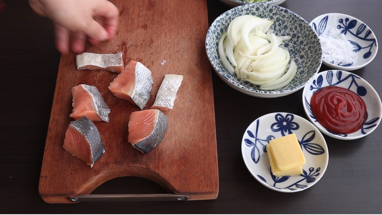 蔬菜炒鲑鱼