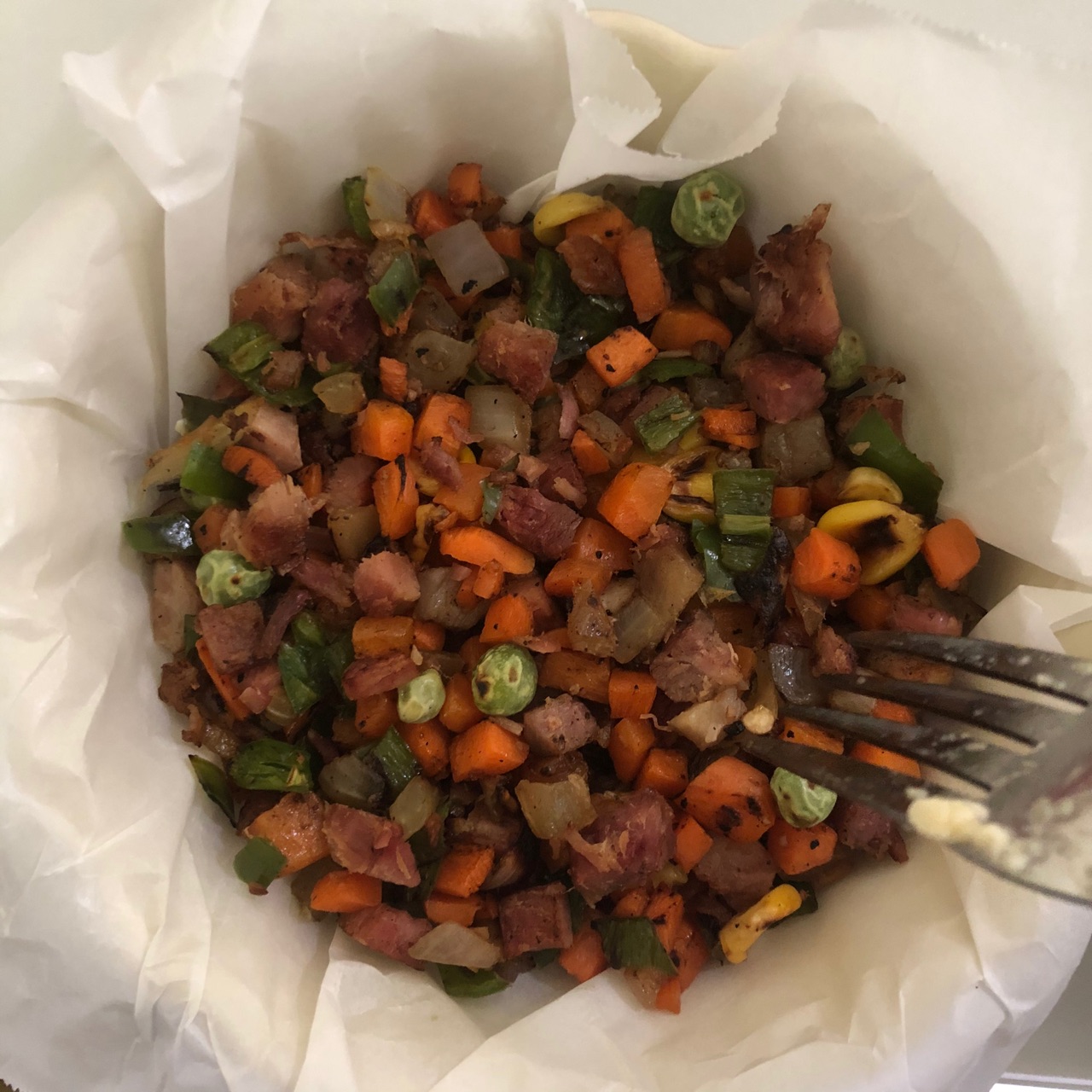蔬菜火腿豆腐蛋糕｜微波炉版