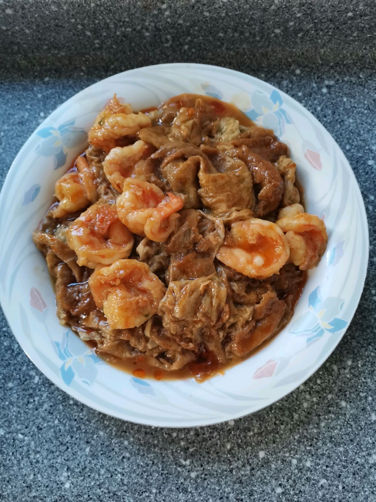 天津特色菜虾仁独面筋