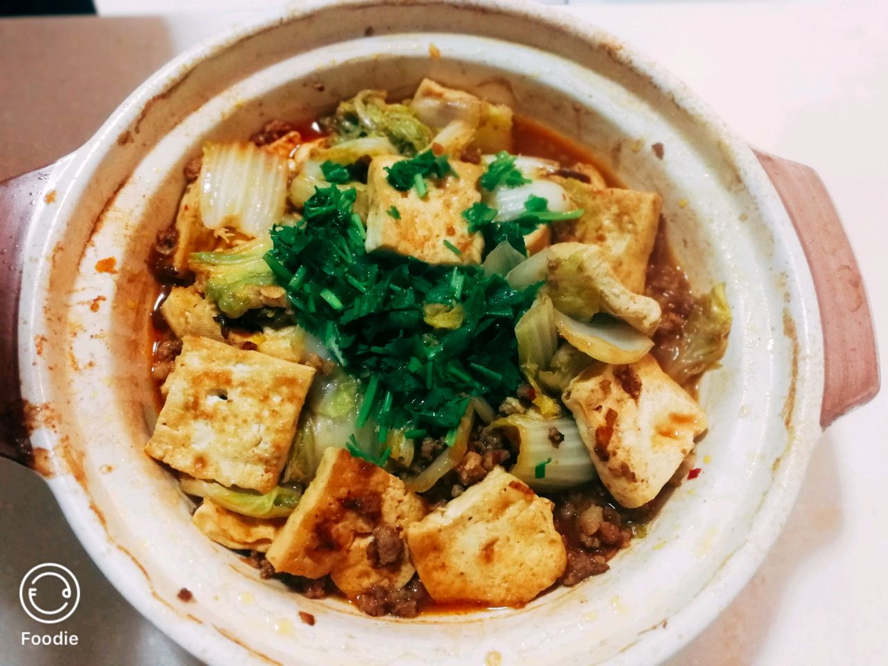 娃娃菜豆腐肉末煲