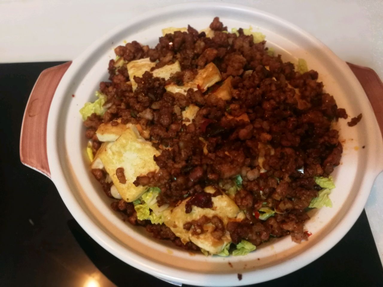 娃娃菜豆腐肉末煲