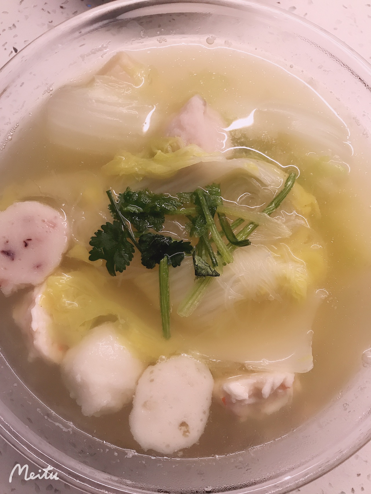 娃娃菜粉丝丸子汤
