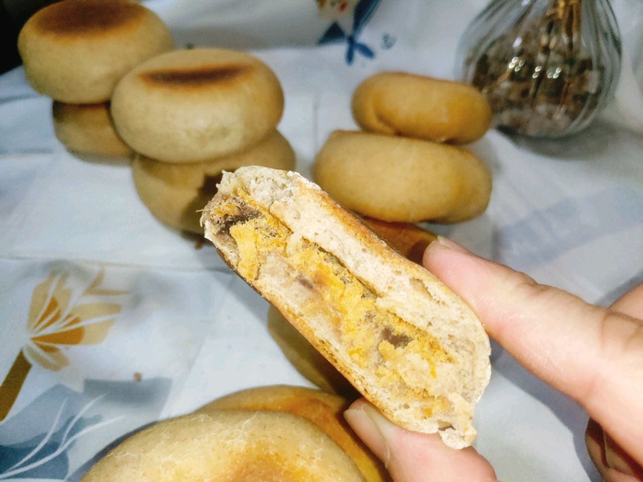 无油无糖肉松红豆饼