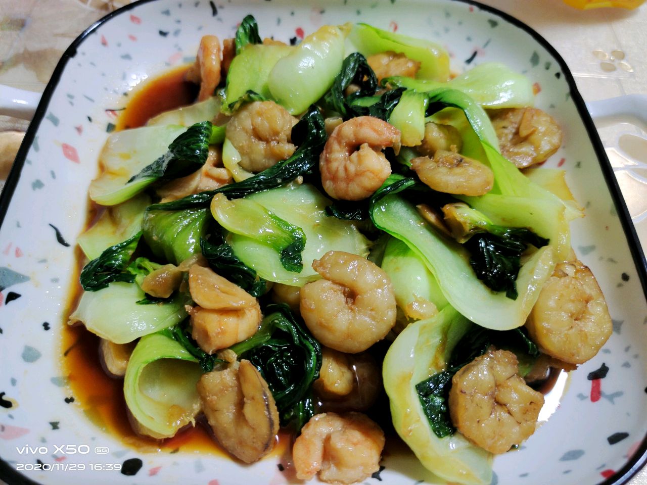 虾仁扒油菜