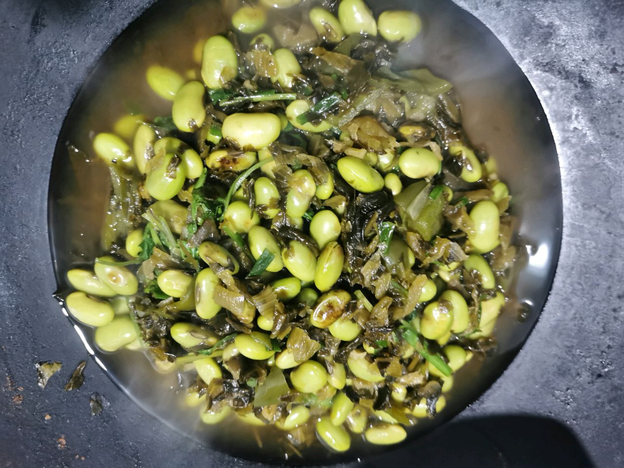 咸菜炒毛豆