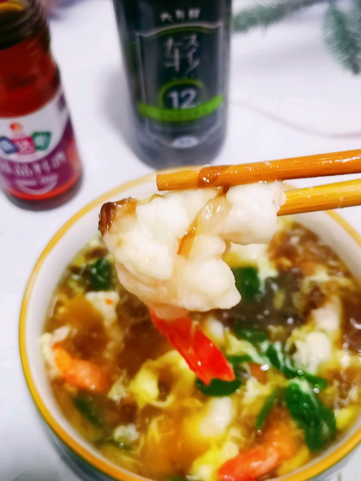 鲜虾片紫菜蛋汤
