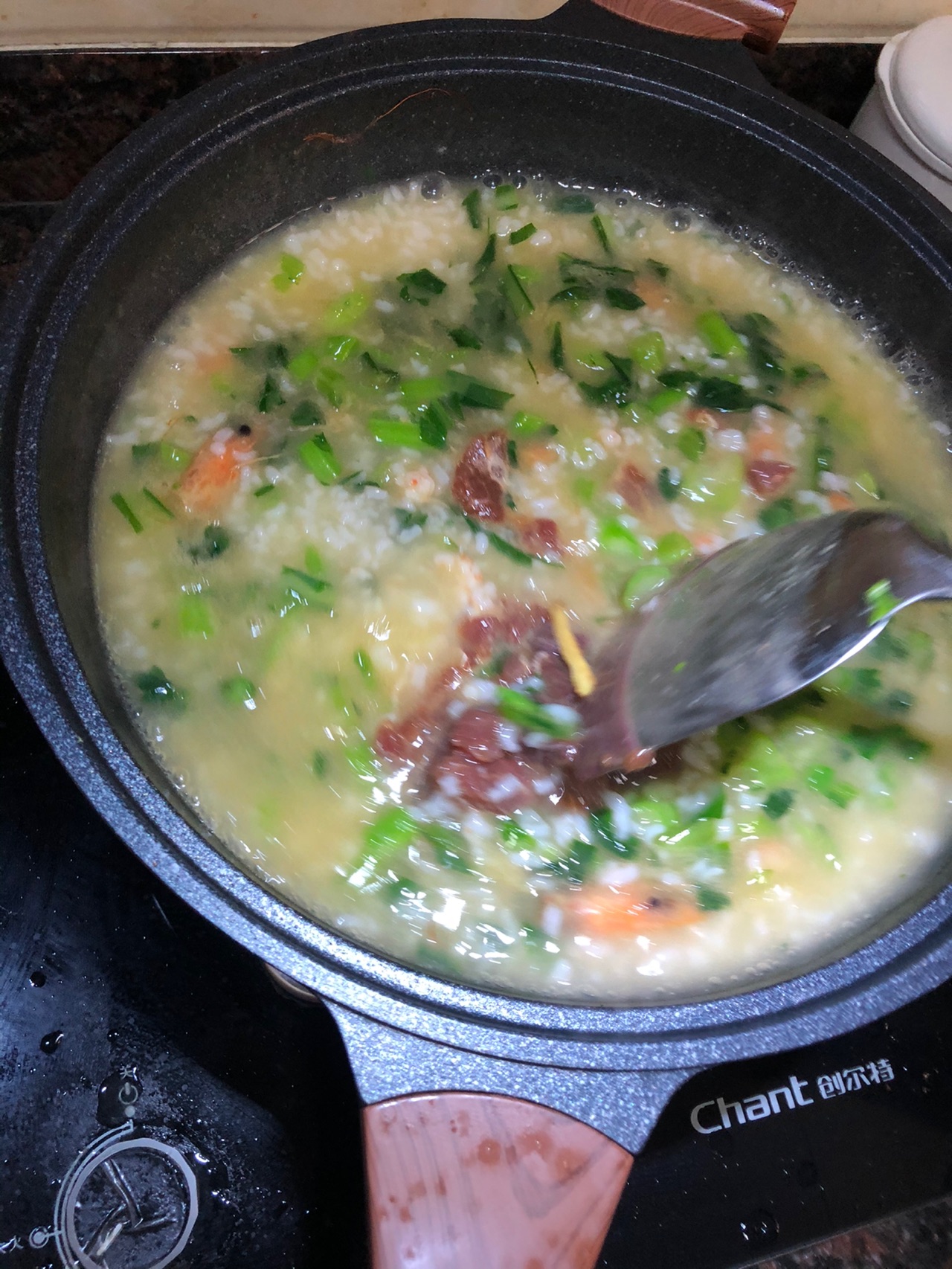 鲜虾瘦肉青菜粥