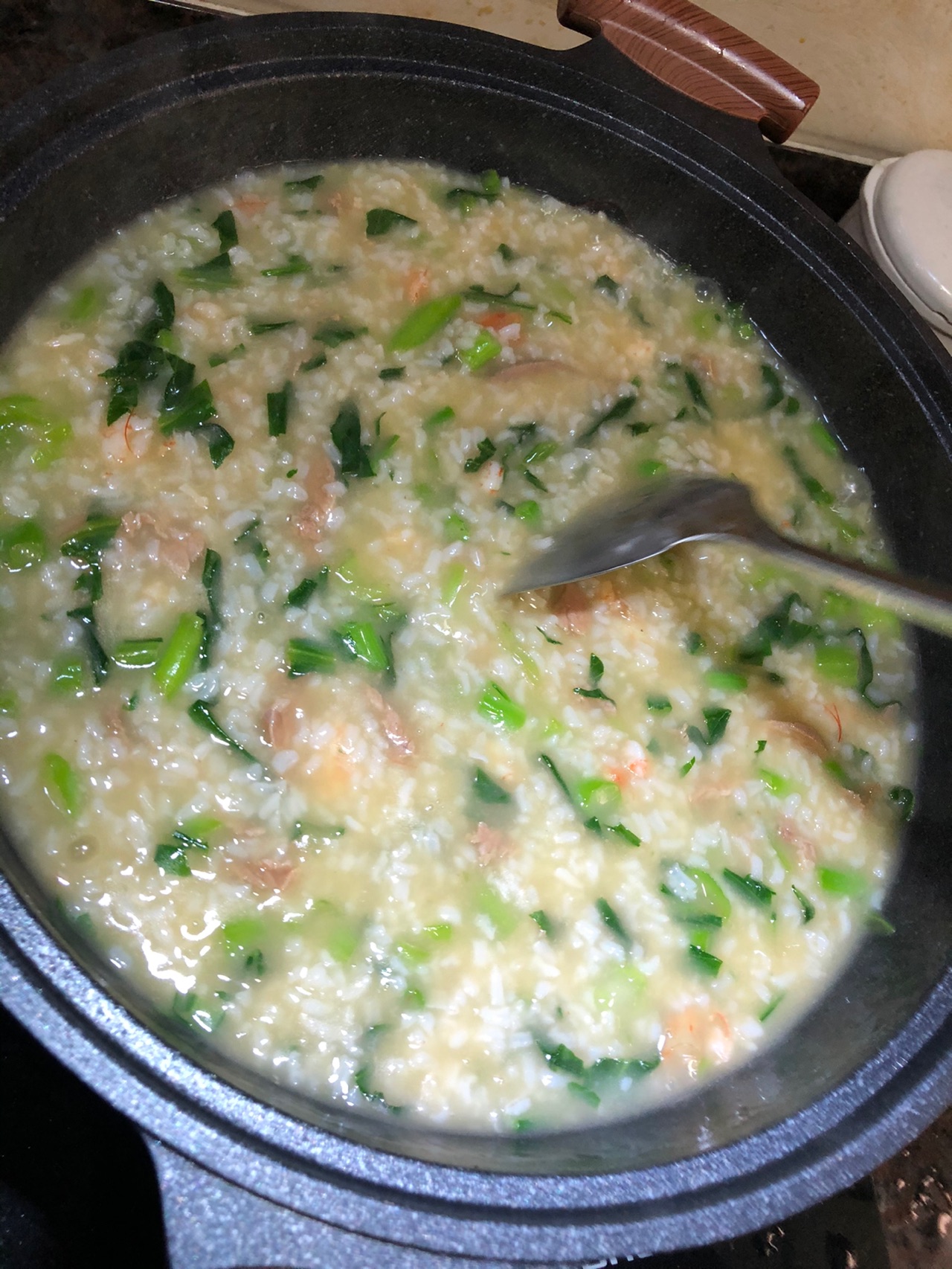鲜虾瘦肉青菜粥