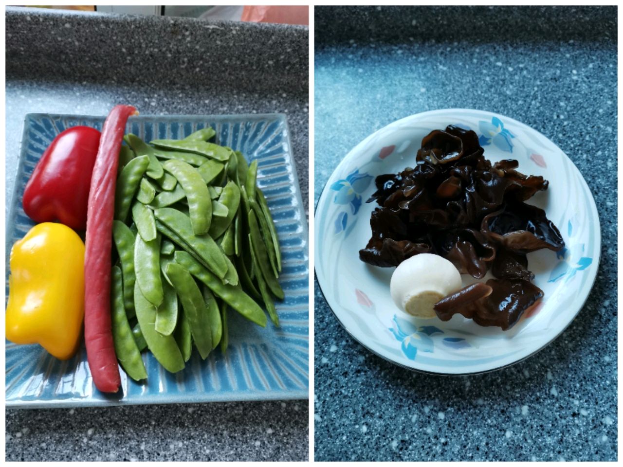 香肠木耳炒荷兰豆