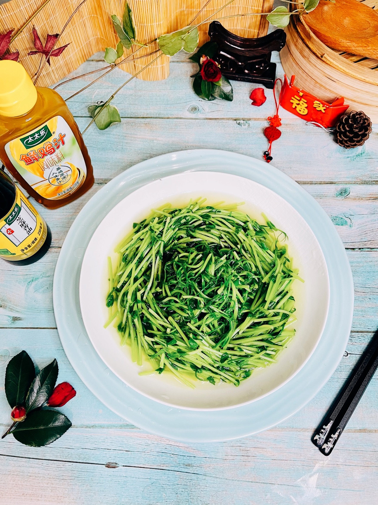 香油鸡汁豆苗旋