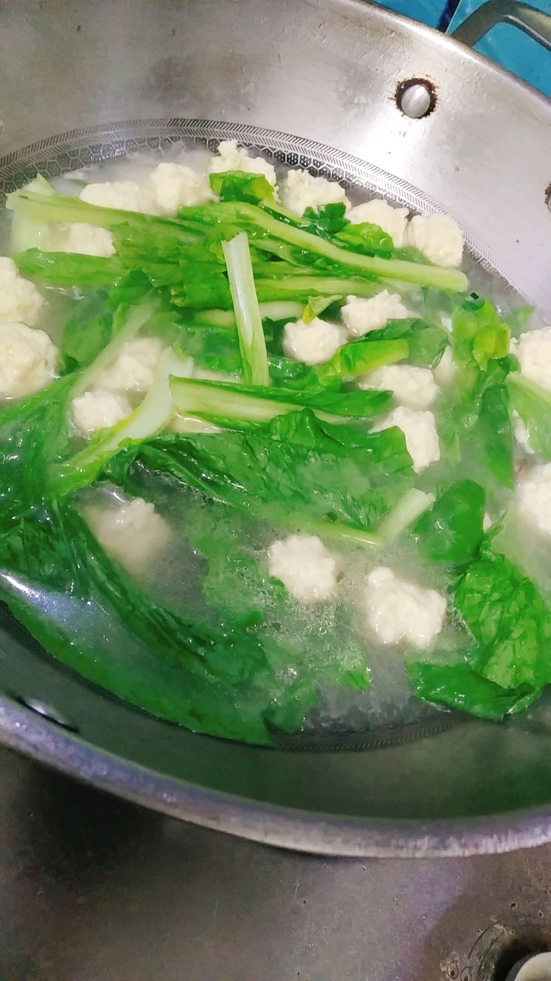 小白菜穿丸子（鸡）