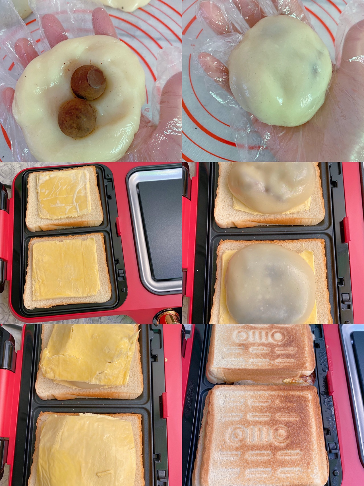 ㊙️营养早餐～软糯拉丝的麻薯芝士三明治