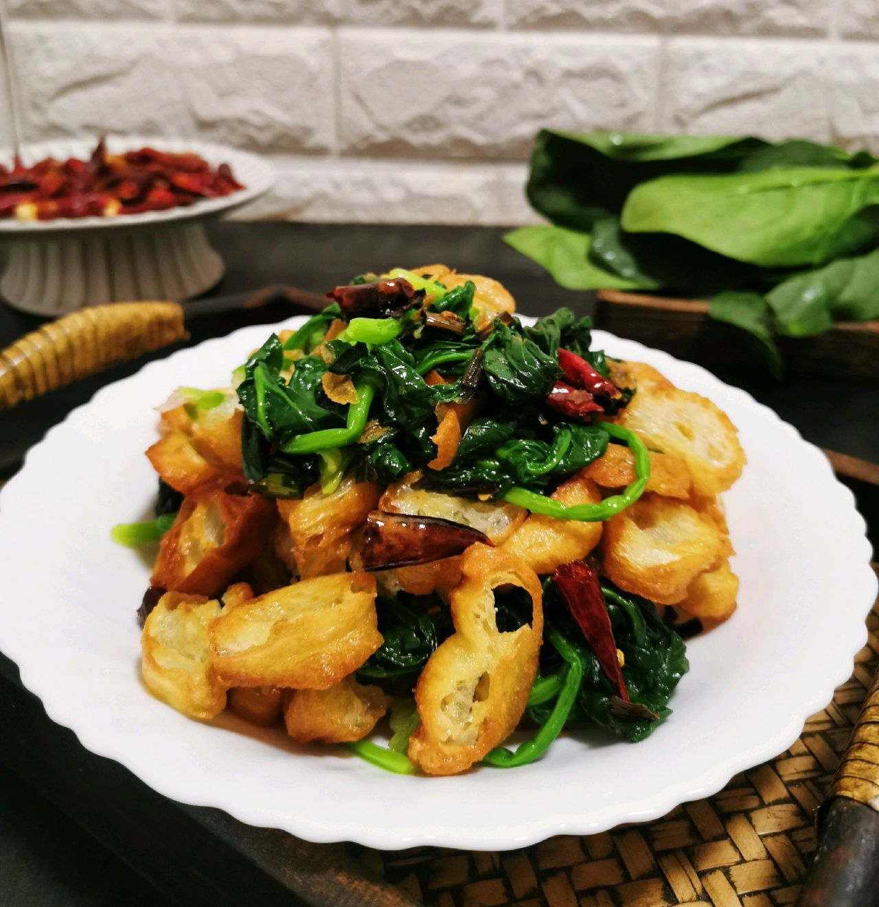 油条拌菠菜