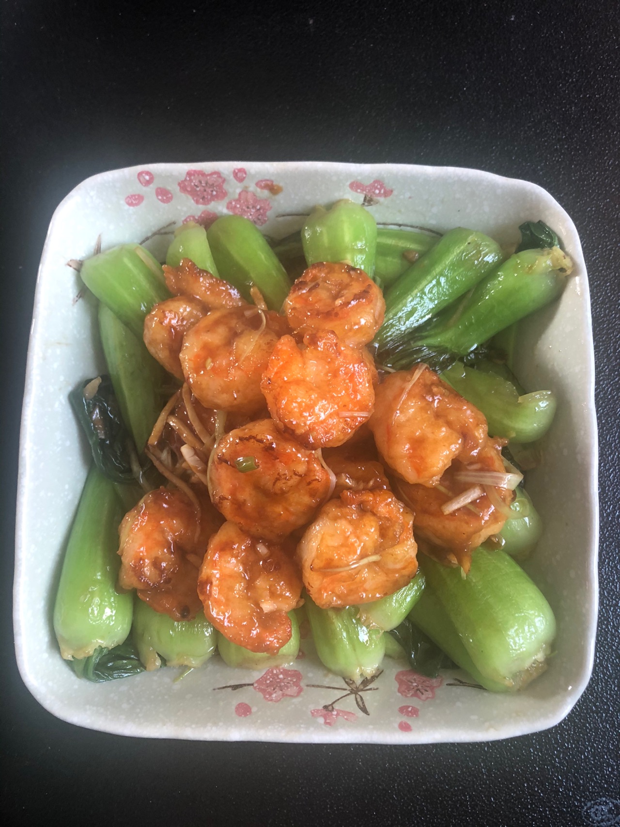 鱼香虾球扒油菜