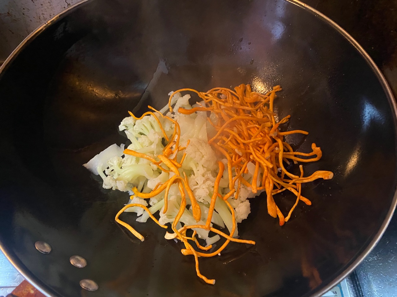 【原创】鸡汁虫草花焖菜花