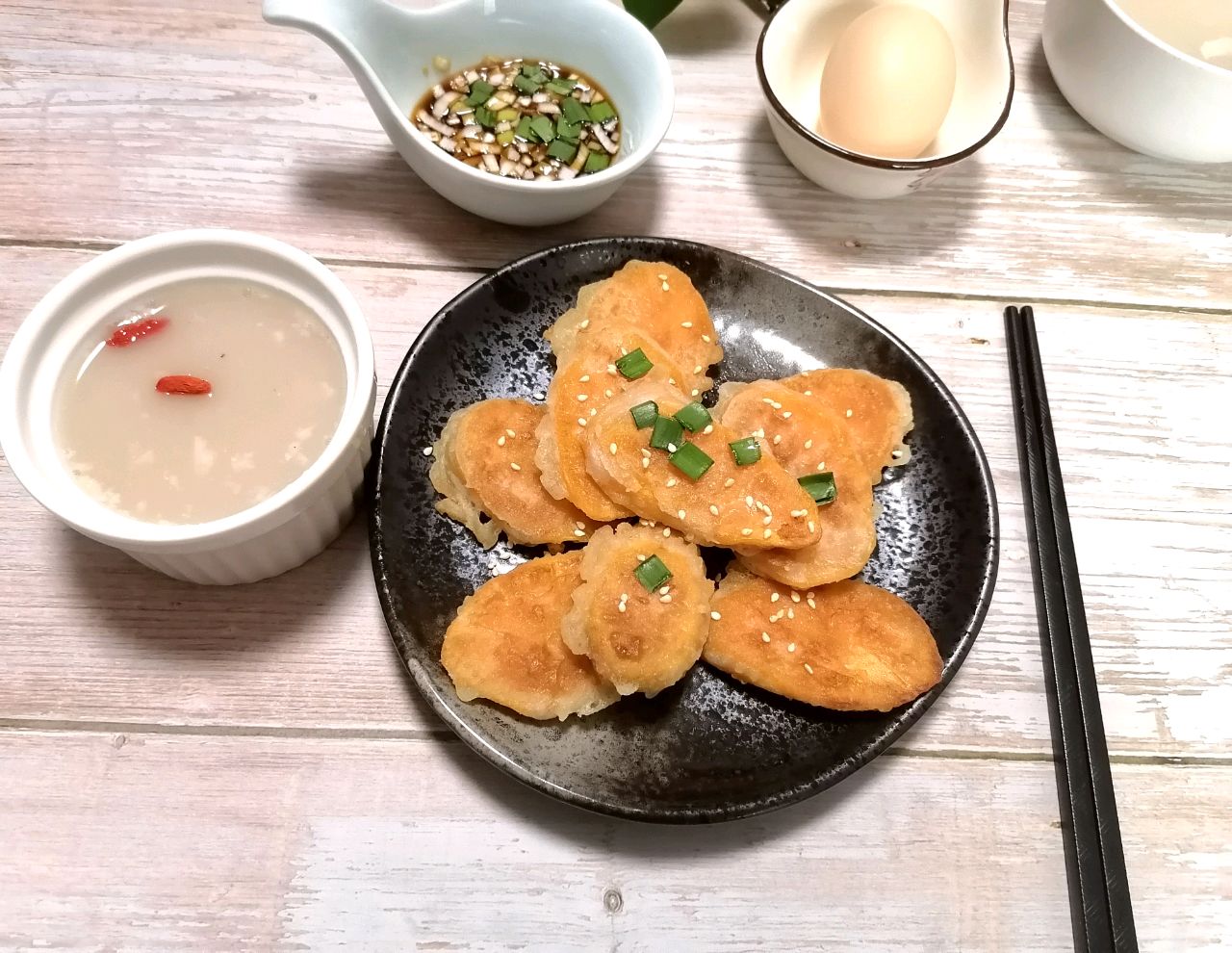 早餐之煎薯片+山药糙米糊