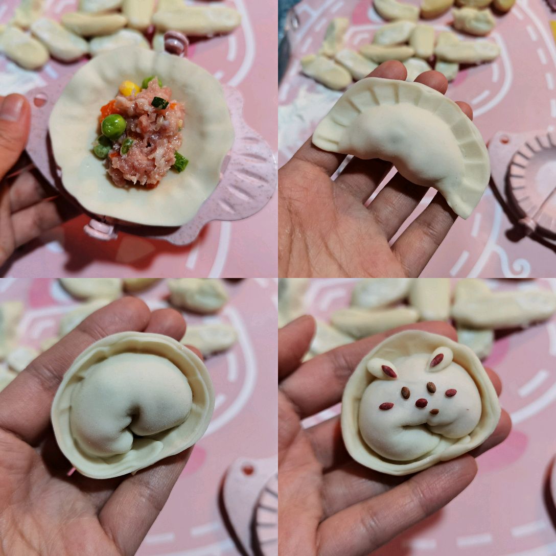 【蒸】玉兔卡通彩蔬猪肉蒸饺