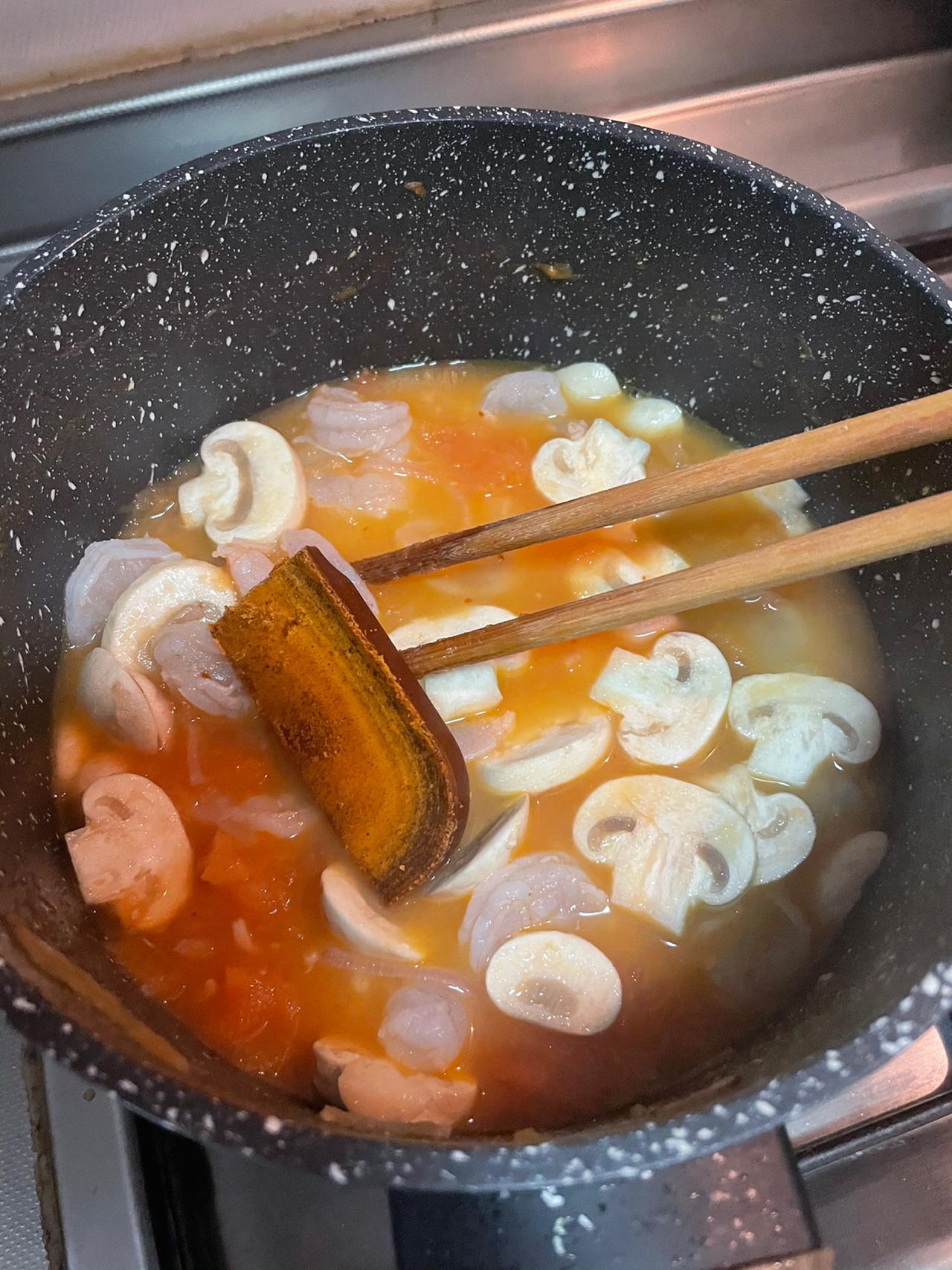 芝士番茄蘑菇虾仁意面